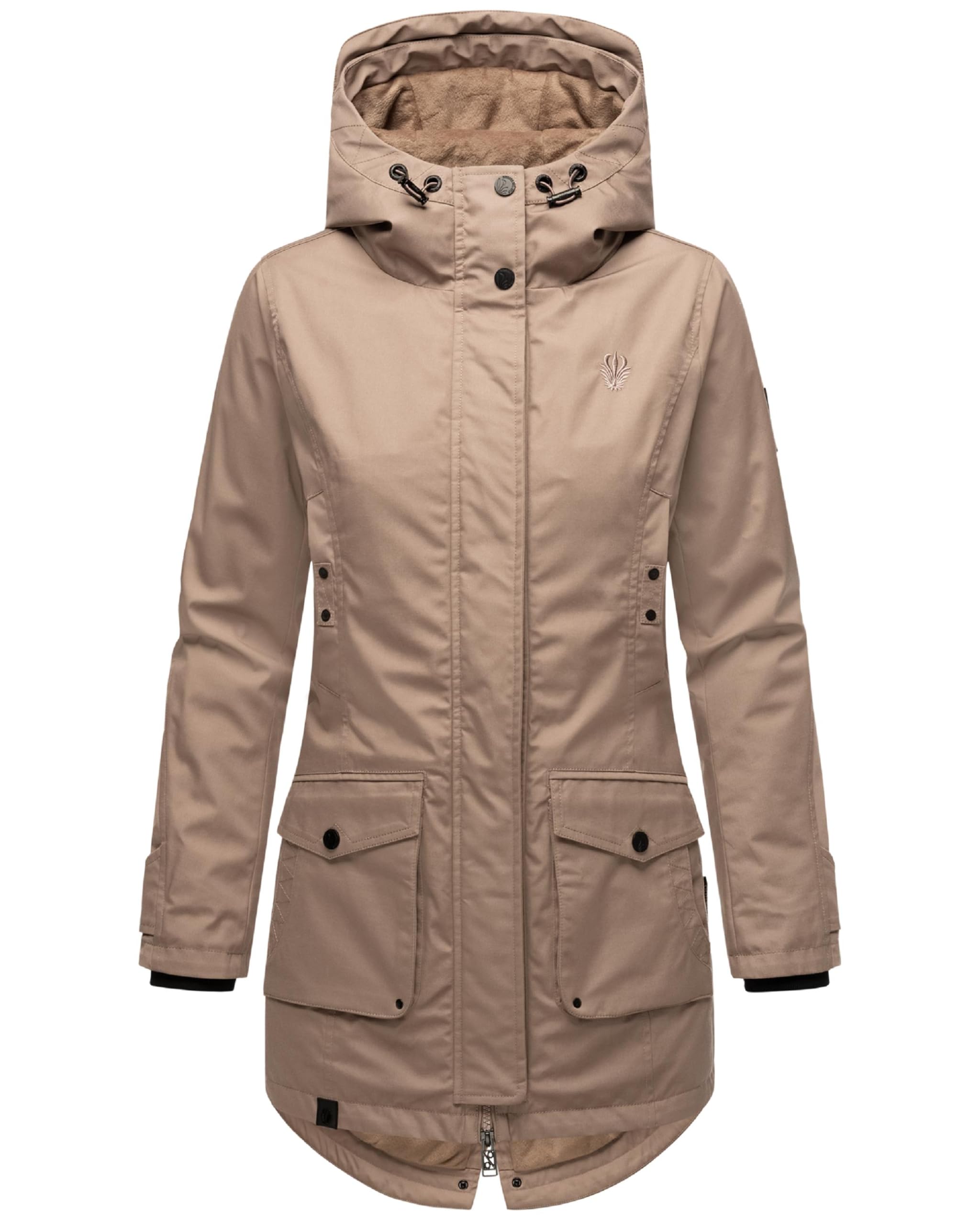 Navahoo Damska kurtka przejściowa, ciepły krótki płaszcz, parka zimowa, wodoszczelna, z kapturem, Brinjaa, XS-XXL