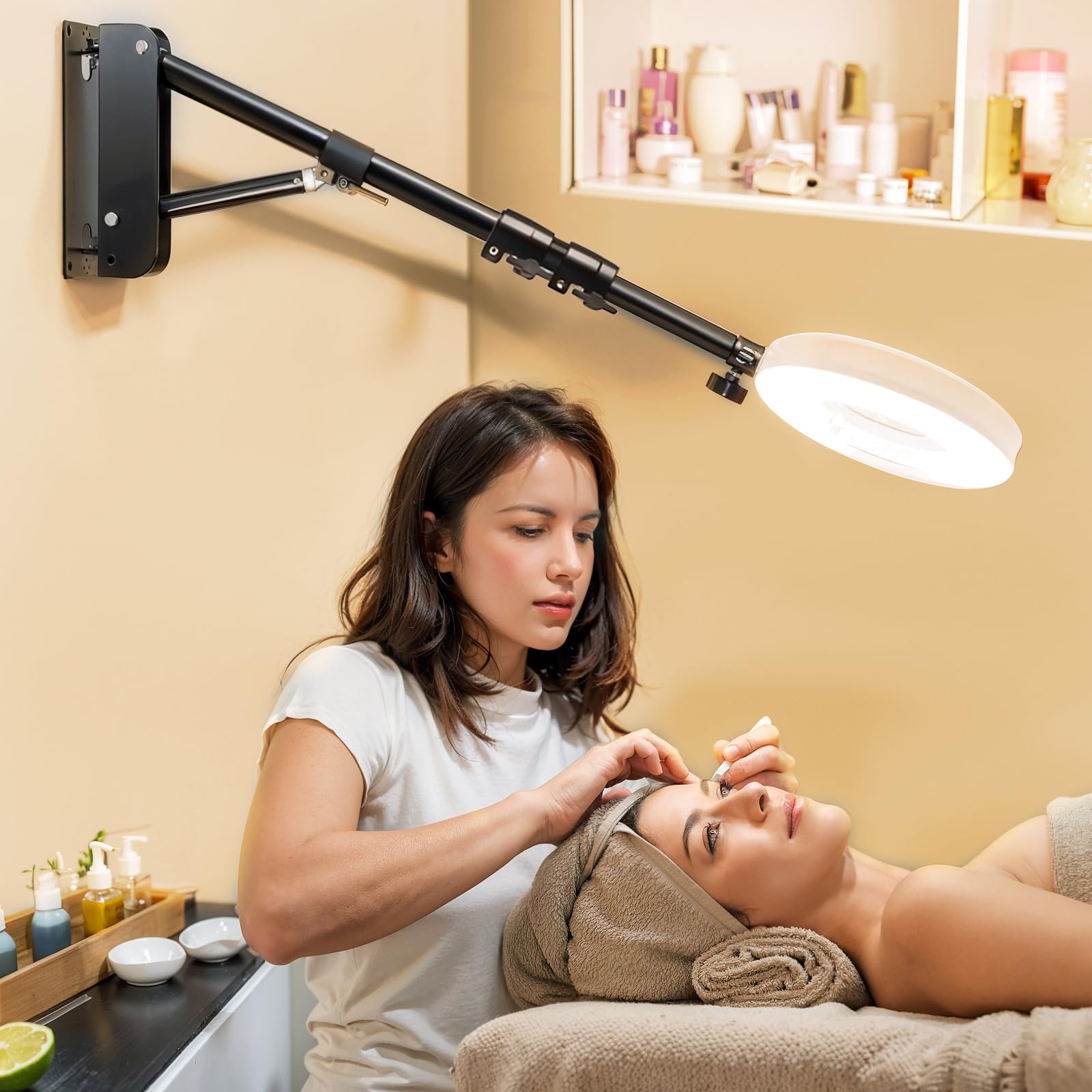 Ring Light Wall Mount Wall Mount Boom Arm For Studio Lights - 39" Extendable, 180° Rotation, Triangle Base, For Ring Light, Softbox, Monolight Triangle Base Boom Arm Save Space