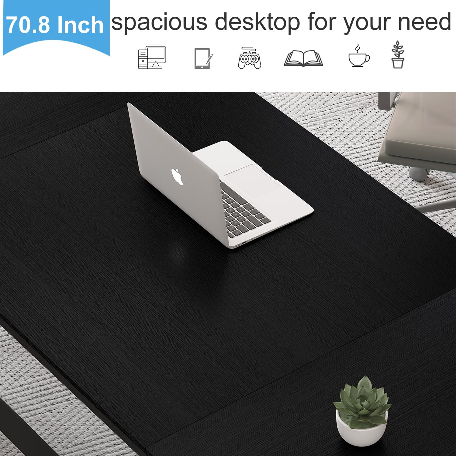 LVB Schreibtisch Moderner großer Computertisch für Home Office Bürotisch Holztisch Arbeitstisch Computertisch für Schreiben und Lernen im Schlafzimmer Einfacher Gaming-Schreibtisch Schwarz | Speziell entwickelter Gaming Schreibtisch mit extra großer Tisch