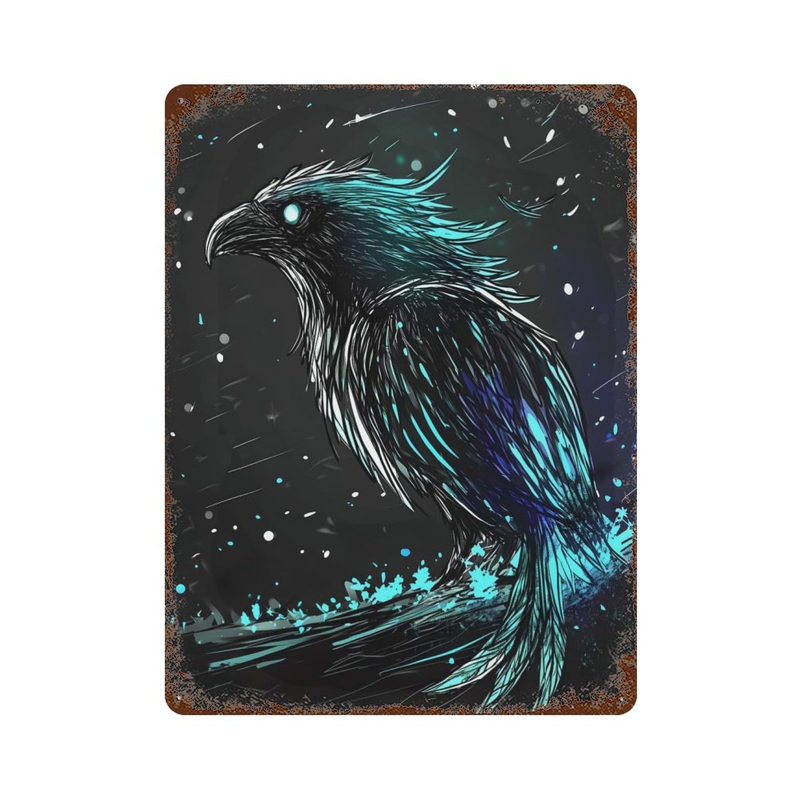 Raven Decorative Tin Sign 15.7"x11.8", Vintage Wall Decor for Garage, Pub Or Kitchen