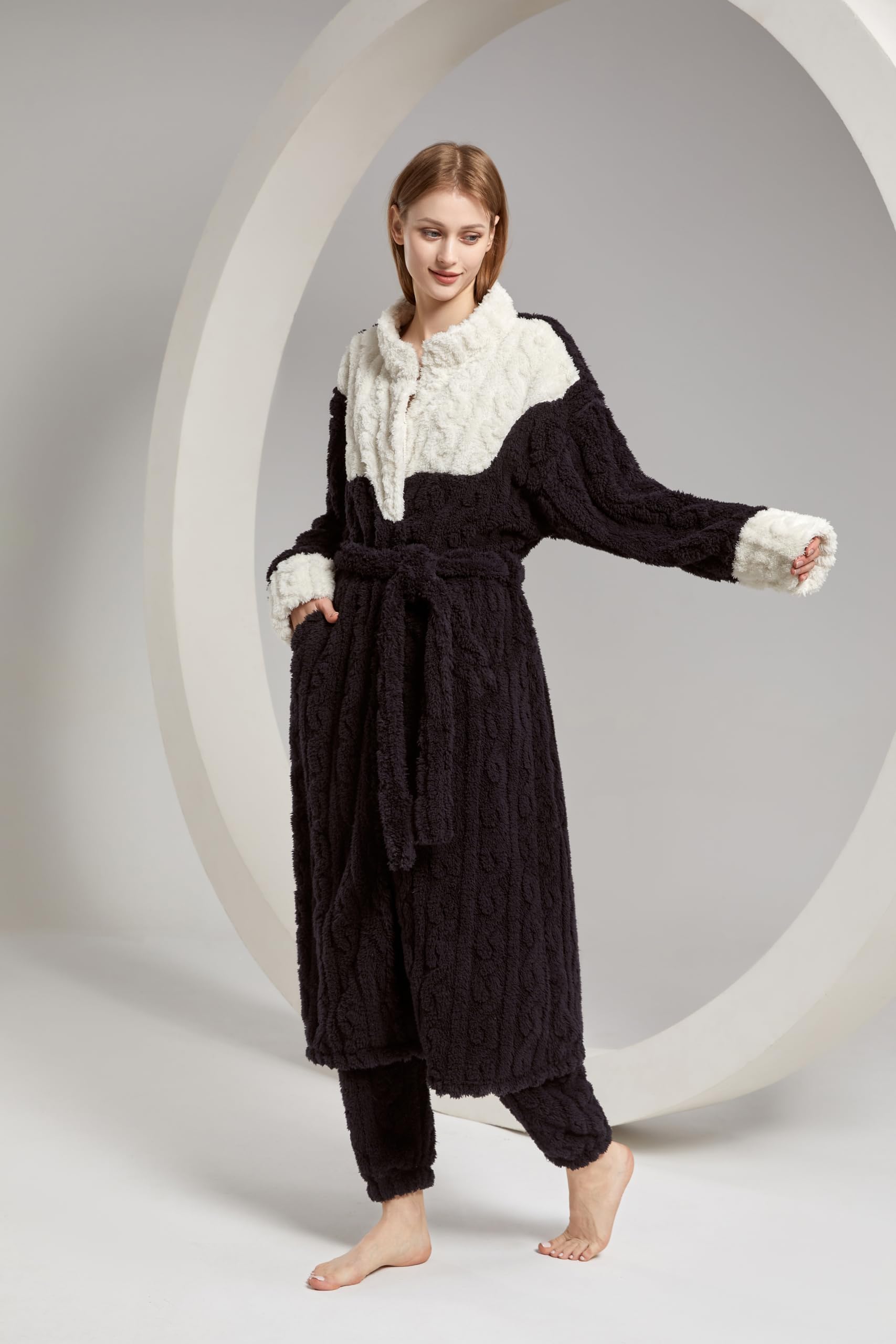 Pigiama Invernale da Donna Pigiama Caldo da Donna Lungo Inverno, Elegante Set di Pigiama in Pila di Corallo, Abbigliamento da Casa