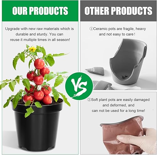 Vista 67 de Paquete de 40 macetas de plástico de 4 pulgadas con almohadilla de malla, macetas de plástico grueso y resistente con agujeros de drenaje para Verde