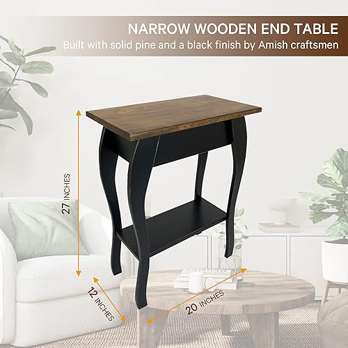 Miniatura 34 de Peaceful Classics Amish - Mesa auxiliar delgada hecha a mano para sala de estar, dormitorio, entrada y pasillo, mesa auxiliar delgada y estrecha con