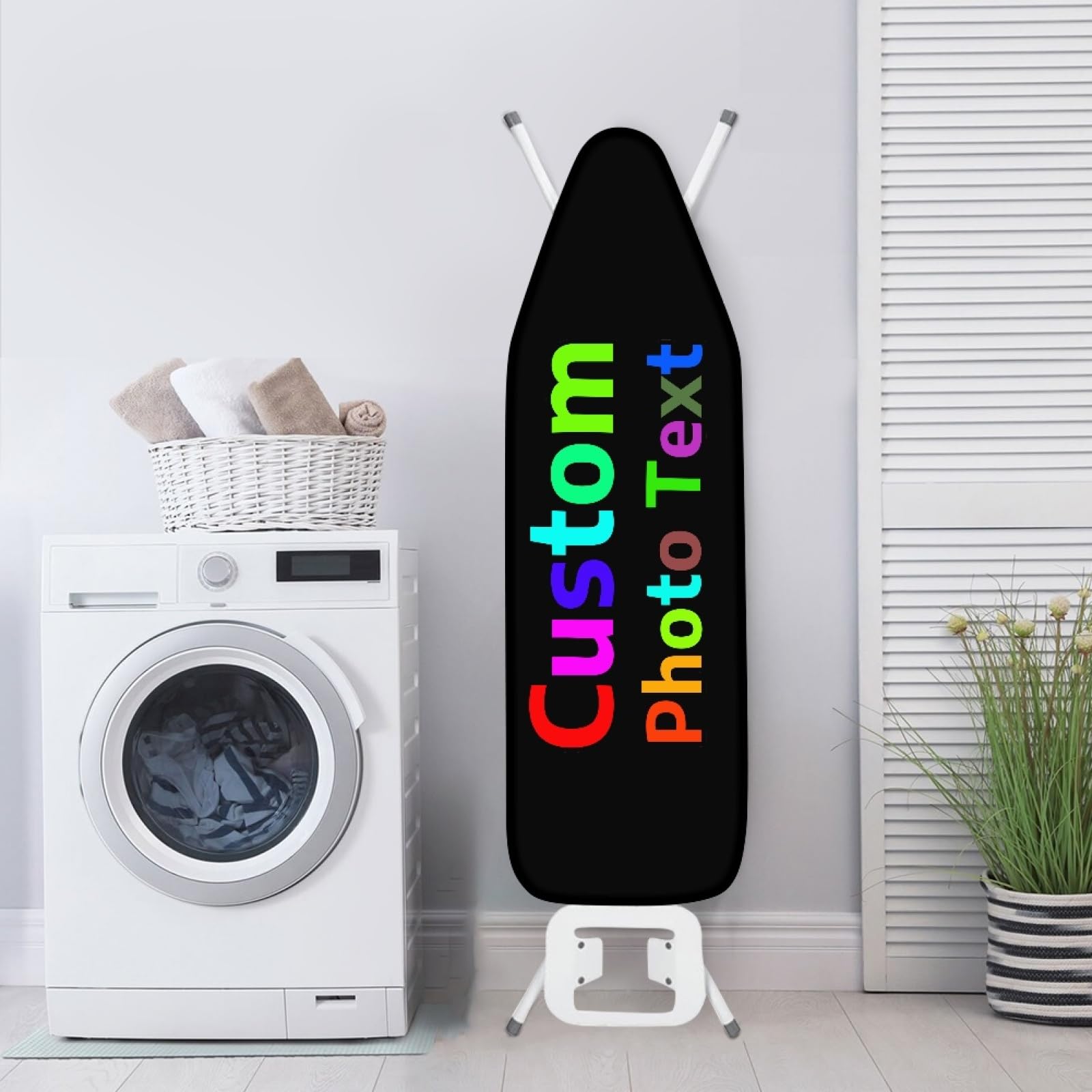 Gzyzxp Grey Personalized Ironing Board Cover, Easy To Fit Ironing Board Cover, With Your Own Photos And Text, Ironing Board Cover With Elasticized Edges, Scorch And Stain Resistant, 5 Sizes