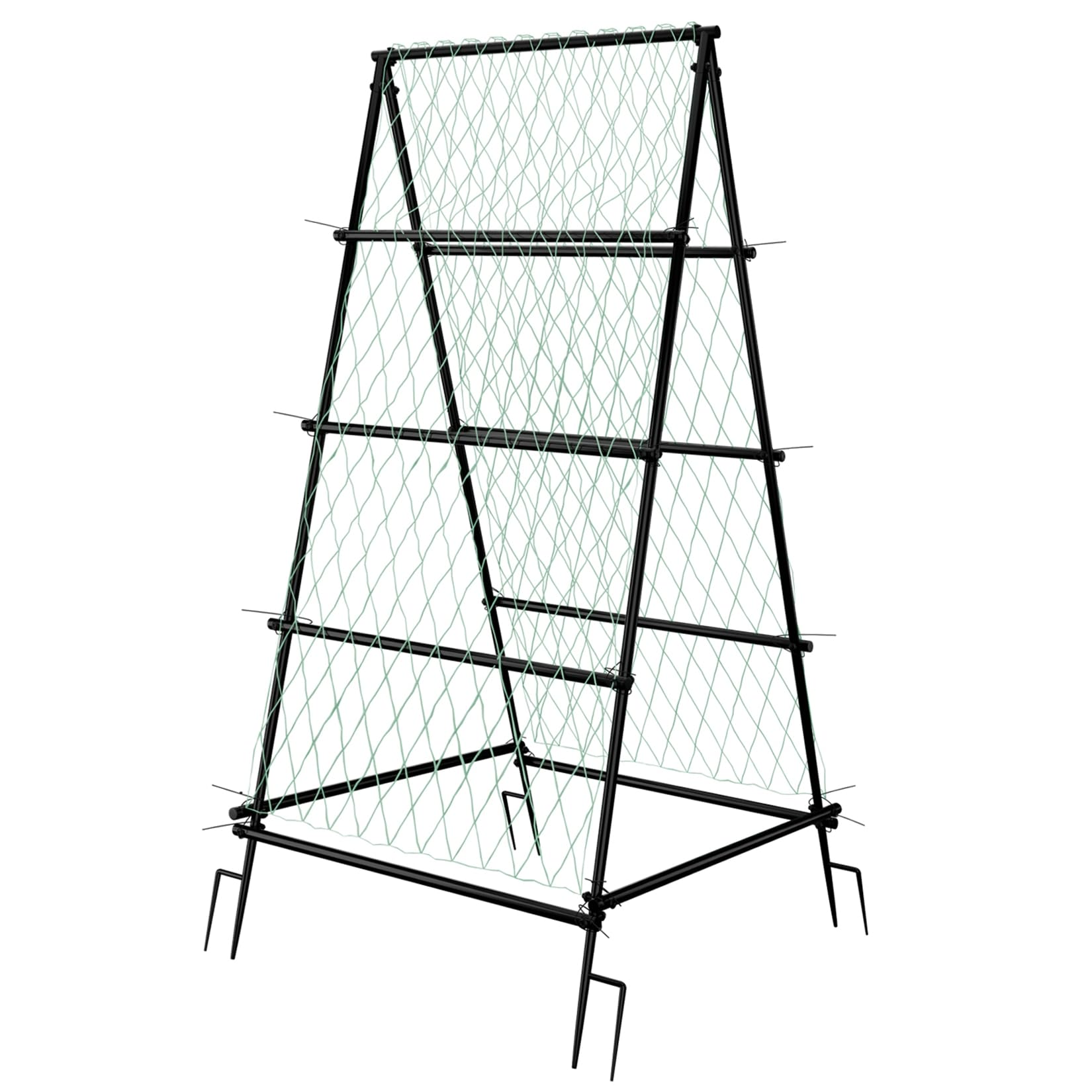 unho Garden Trellis for Climbing Plants with Tough Nylon Netting, 6ft Tall Sturdy Rustproof Metal Plant Support Tower for Vegetable Fruit Vine