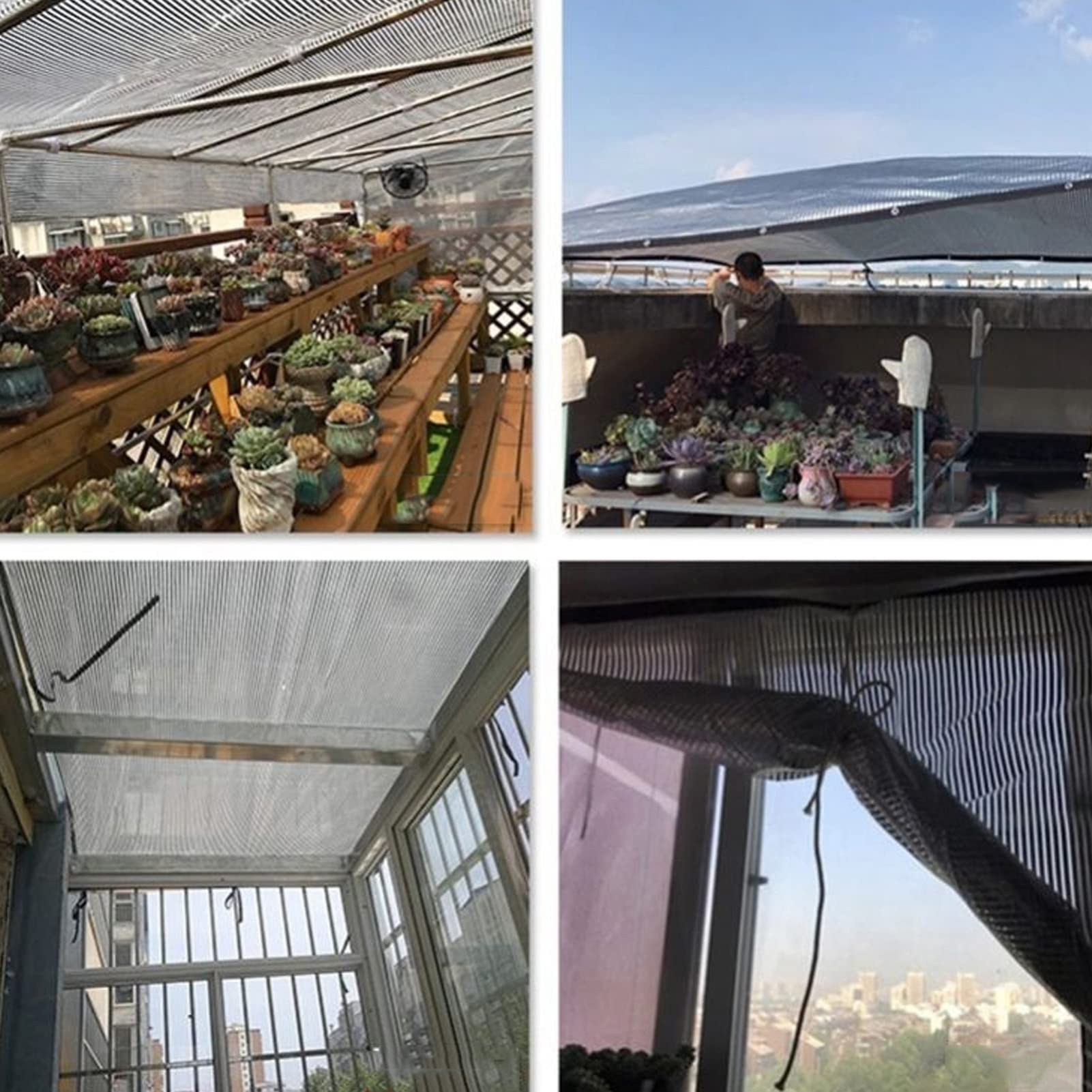 Odblaskowa siatka przeciwsłoneczna do szklarni i balkonów, 75% ochrony przed promieniowaniem UV, HDPE, aluminiowa rama, 8 x 8 m, tkanina przeciwsłoneczna do ogrodnictwa na zewnątrz i pielęgnacji
