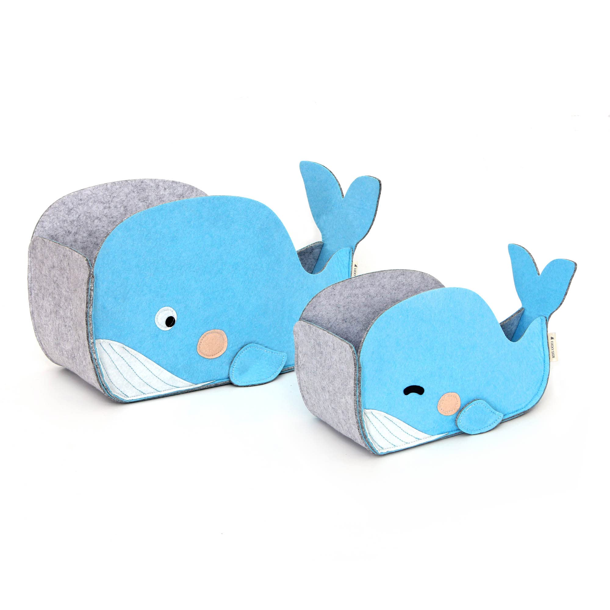 Lucky Sign - Scatola portaoggetti per bambini in feltro pieghevole per bambini e bambine, 26X14X19cm, Baby Whale