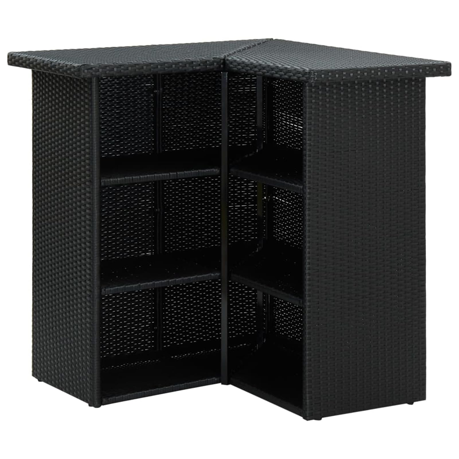 Rantry Mobile Tavolo da Bar ad Angolo Nero 100x50x105 cm in Polyrattan, Tavolo da Pranzo, Tavolo da Cucina Tavolo da Giardino, Tavoli Esterno