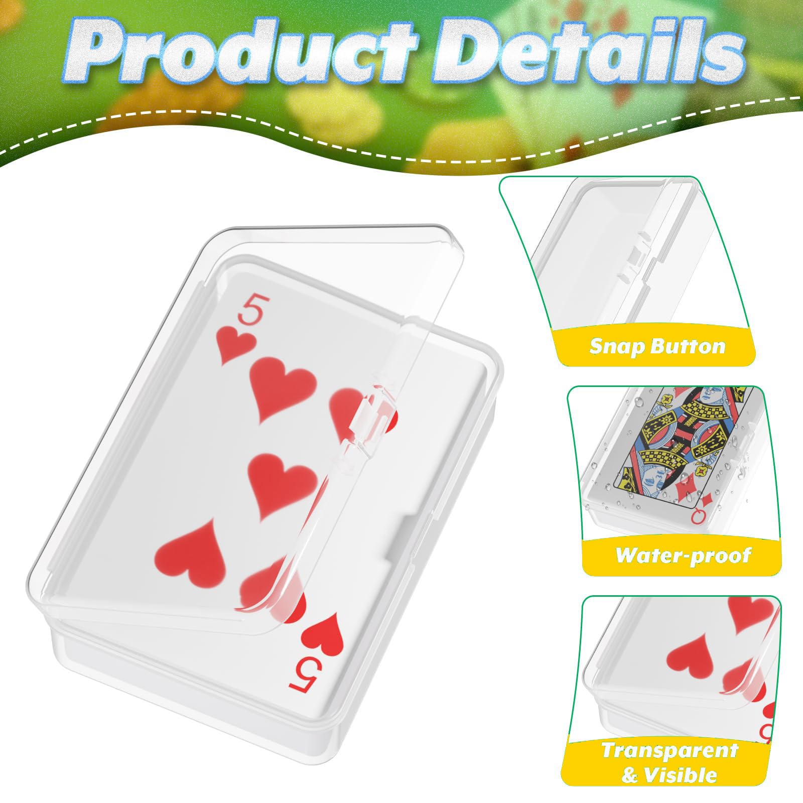 Yuannee Playing Card Case,5 PCS Clear Plastic Card Case Blank Small Playing Cards Case Trading Card Storage Box Playing Cards Display Cases Playing Card Holder for Home Office Business - Image 3