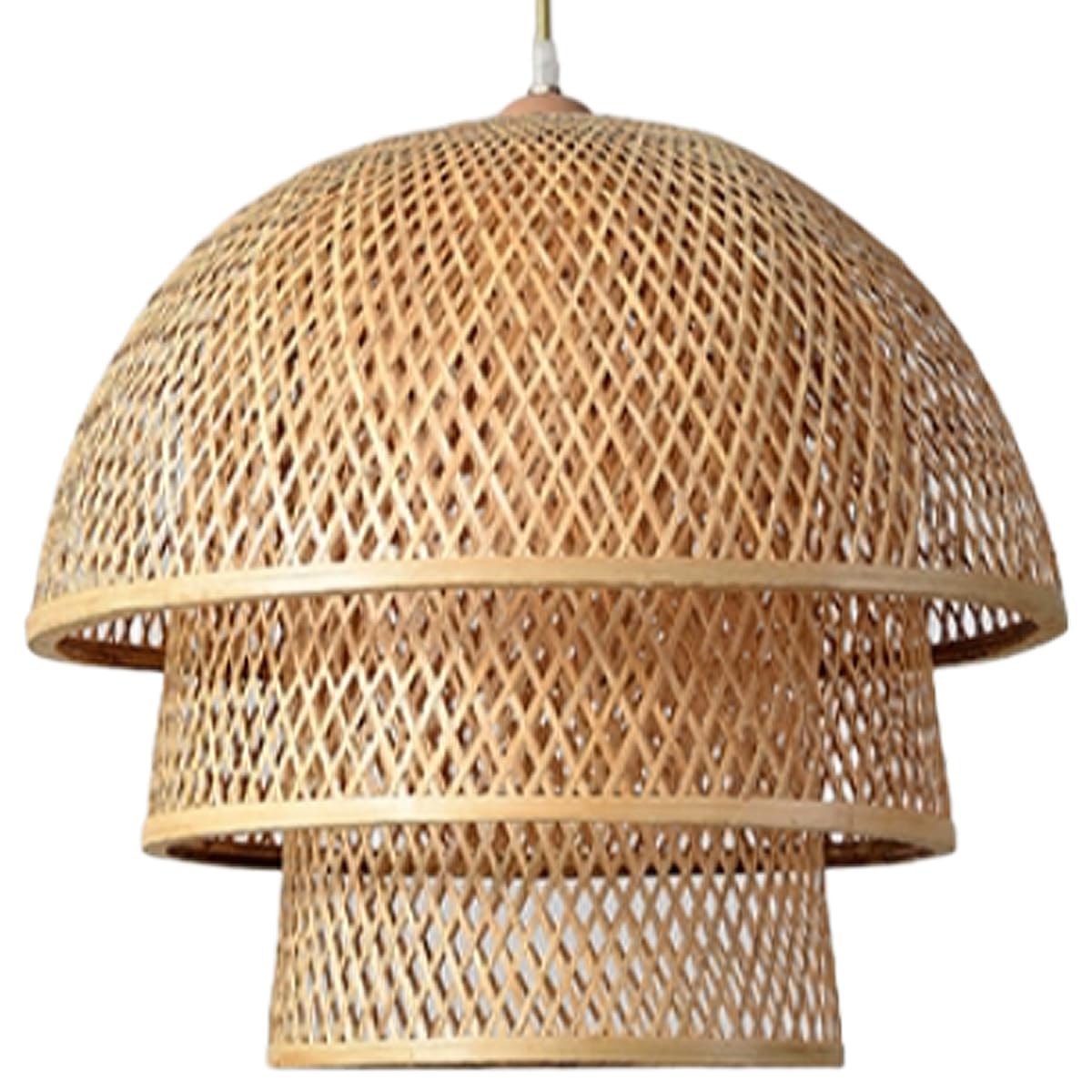 Suspension dôme en bambou salon et cuisine, lustre osier rustique