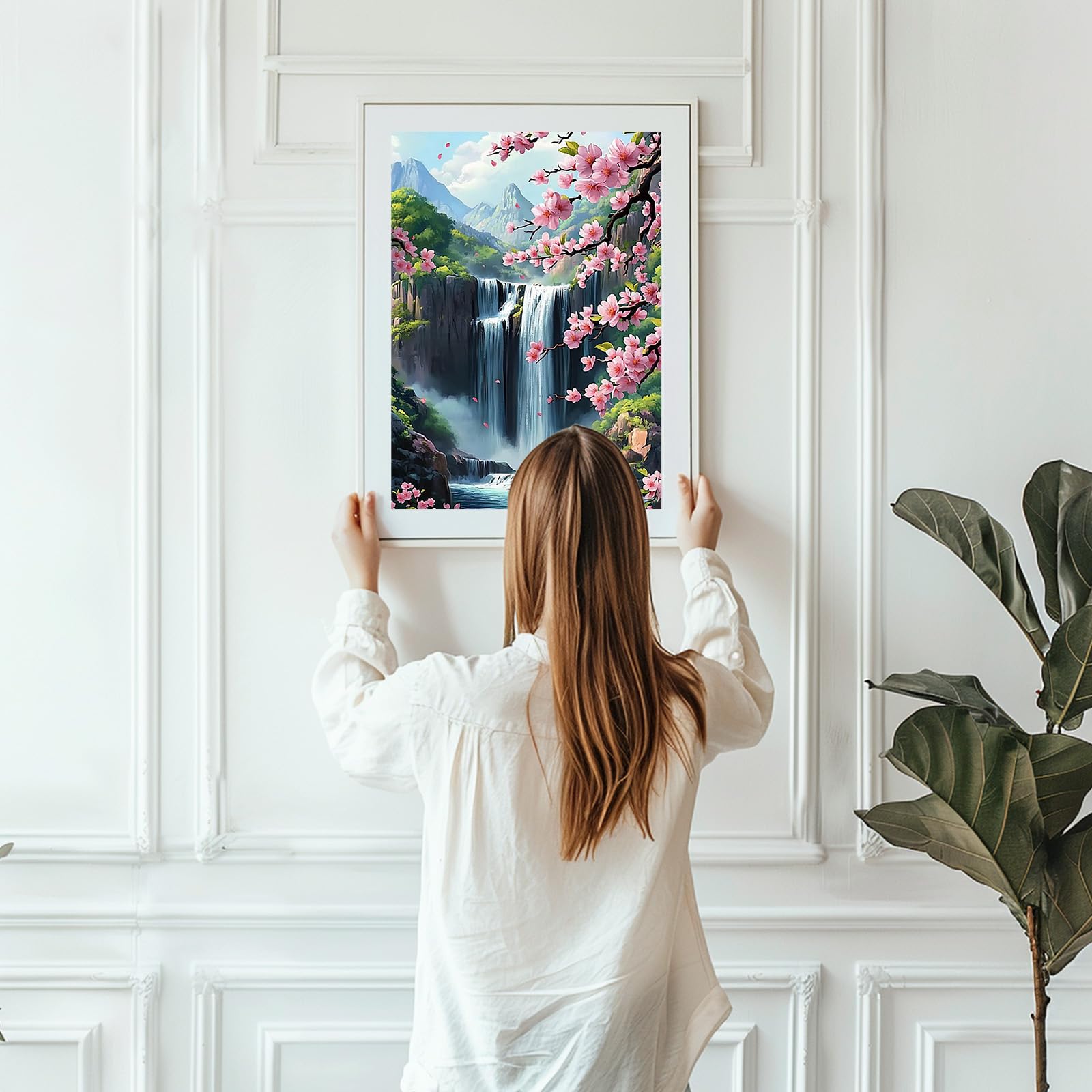 Kit per Diamond Painting 5D Completo Pittura Diamante 5d Fai Da Te Adulti/Bambini,Cascata Large Strass Mosaico Ricamo a Punto Croce Arte e Artigianato for Home Wall Decor Murale Square_Drill_70x200cm