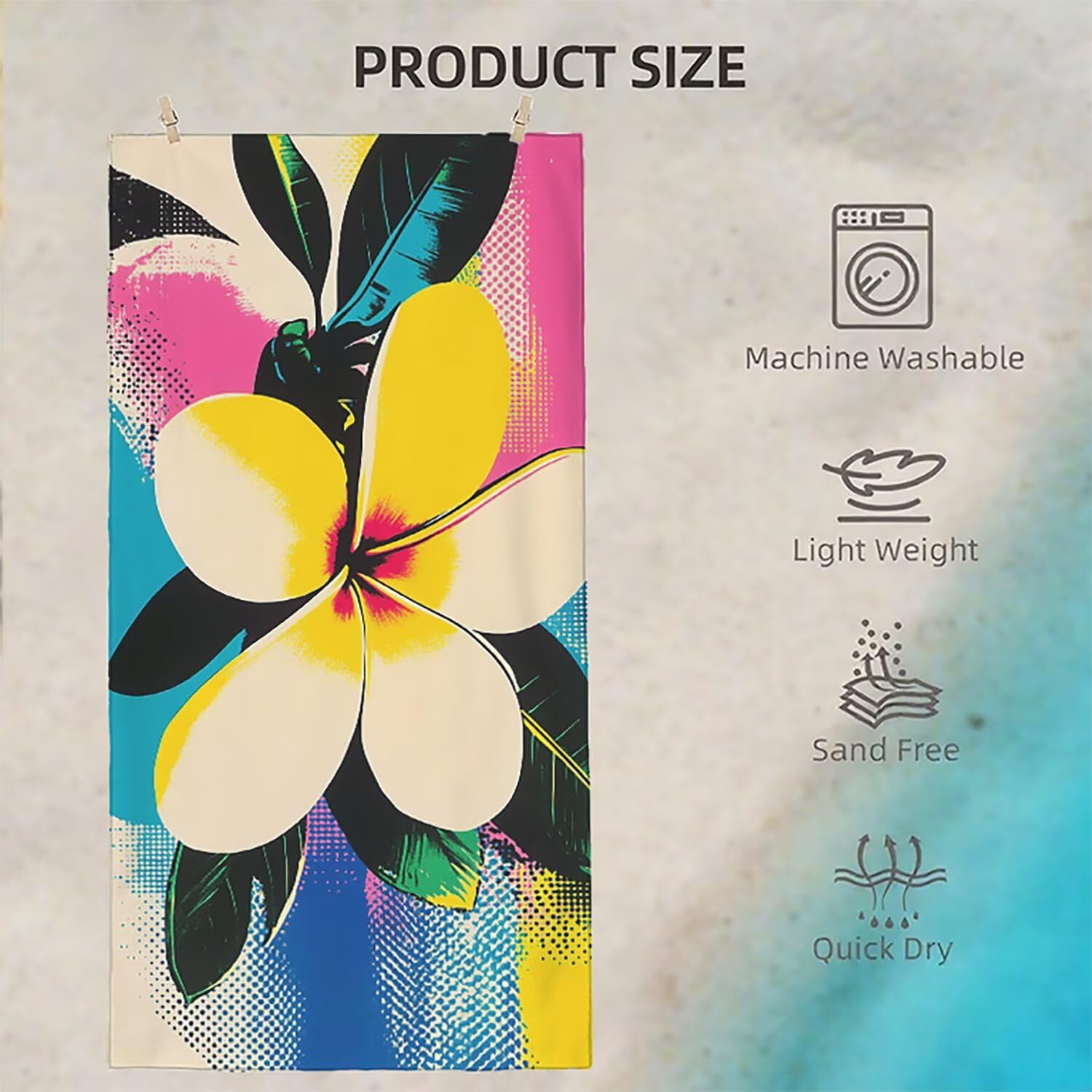 Mikrofaser Strandtuch Große 150x200, Saugfahig und Schnelltrocknendes Badetuch Praktisch und Leicht Sandfrei Badetuch Damen, Herren Ideal für Strand, Reise, Schwimmen (Farbe Blumen) E-306