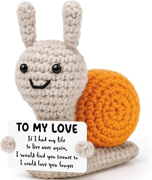 Crochet Snail Anniversary Birthday Gifts for Girlfriend Boyfriend Women Men | Funny To My Love Cute Sweetest Day Gift for Her Him, Romantic I Love You Girlfriend Day Gift for Gf Wife Couples Woman Fiance