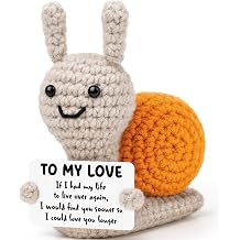 BiuNiuring Gifts for Him Her Girlfriend Boyfriend, to My Love Positive Handmade Crochet Animals, Cute Snail Birthday Gifts for Men Women, Romantic Anniversary Present for Husband Wife Couples