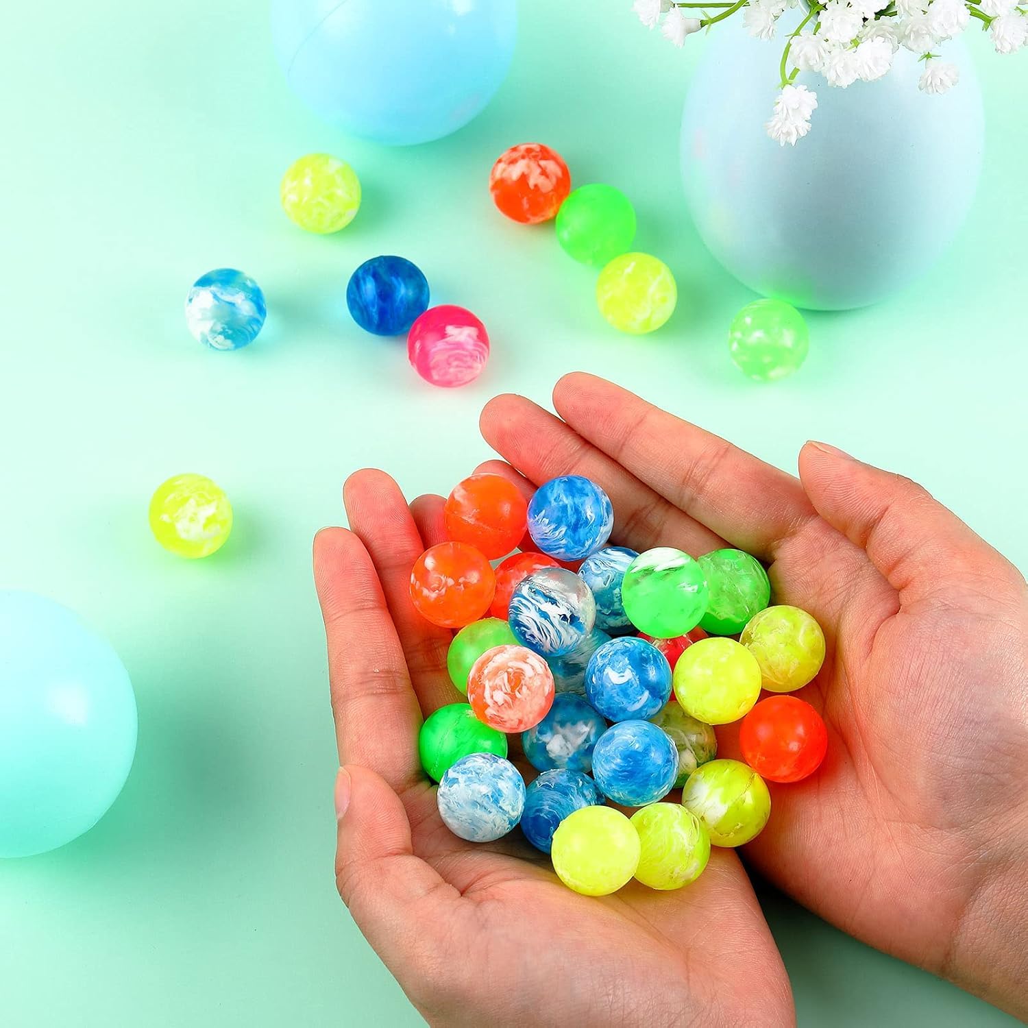 500 bolas pequeñas con rebote de goma a granel, minibolas de rebote para fiestas de cumpleaños, regalos, juegos, premios, máquinas expendedoras, llenadores, actividades al aire libre (0.78 6