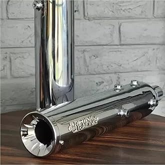 Rhino Racing Bike Exhaust Muffler | Mild Steel Chrome Finish Stainless Steel Straightcut Bike Silencer for Royal Enfied Super Meteor 650 (1 Pair, Chrome)