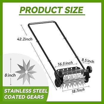 Fologtoo Lawn Aerator Spikes Aerating Tool, Manual Yard Aerator Tools 12 Soil Spikes T Handle Pre Assembled Yard Aerators Lawn Yard Garden C52