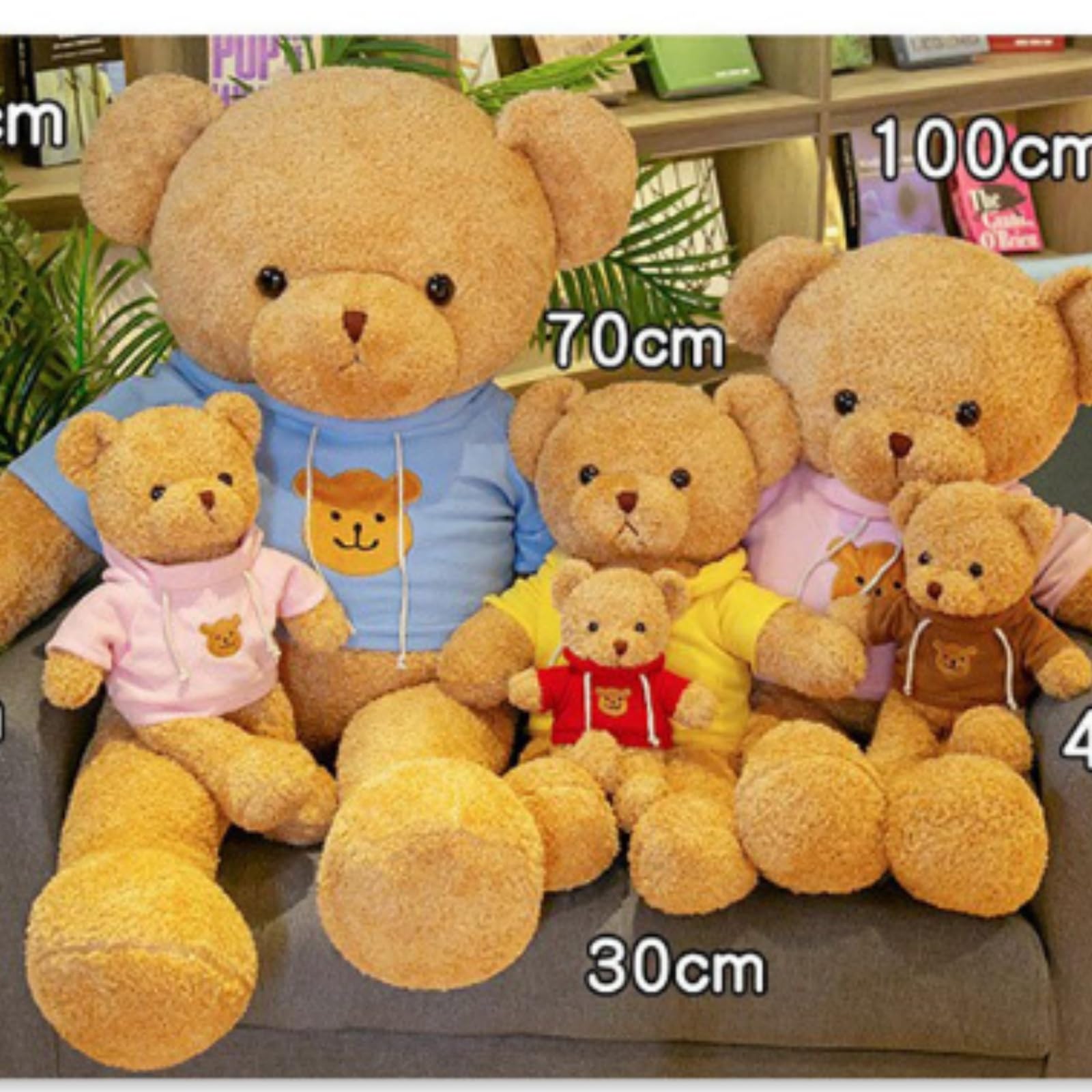 Teddybär Weiches Fell Teddybär mit Kapuze Tatzendruck Plüschtier Kuscheltier Stofftier Geschenk (100CM)