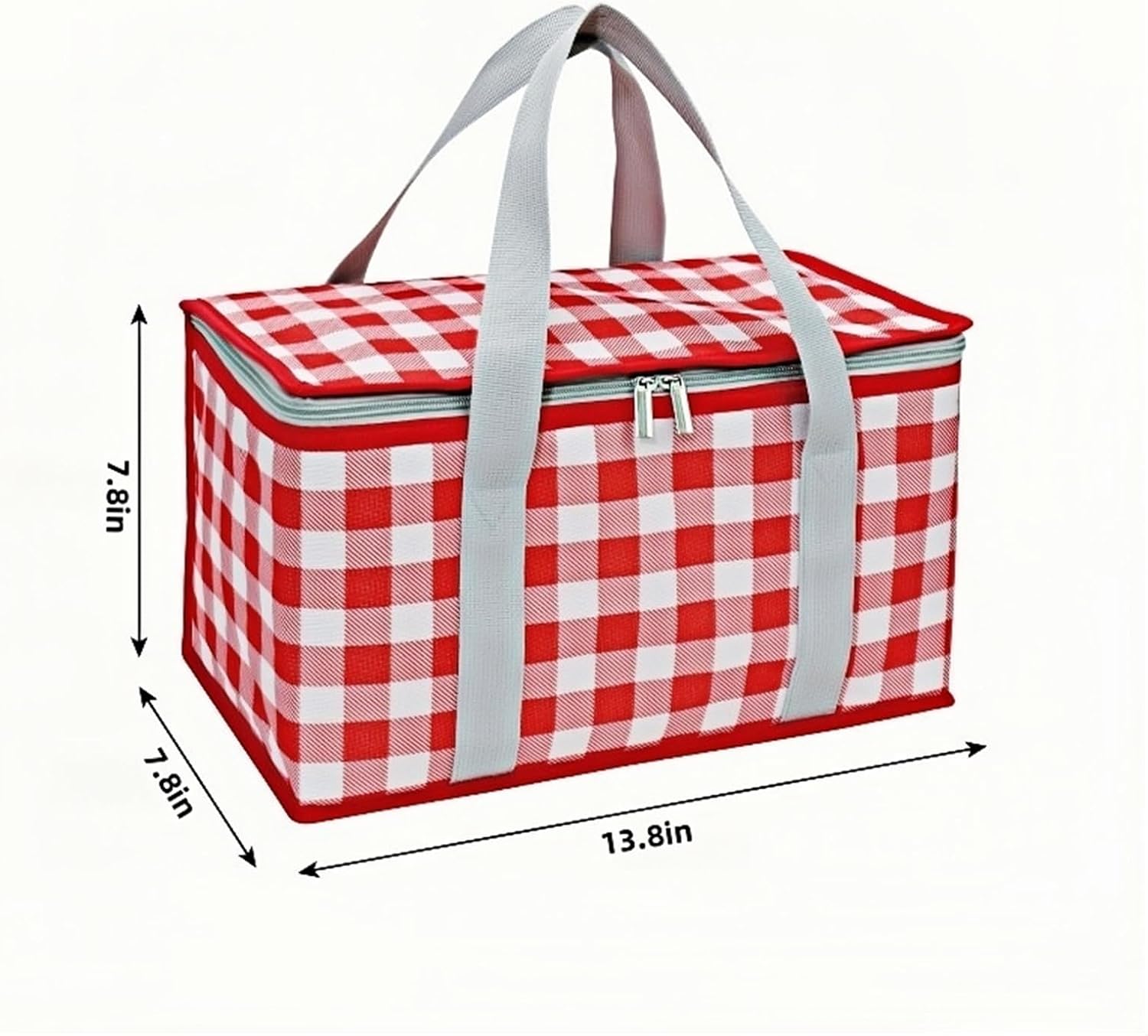 2pcs Insulated Picnic Bag Reusable Cooler Bags with Zipper Top, Foldable Picnic Basket for Food Storage，Portable Picnic Basket for Outdoor Camping, Party, Beach Trip (A)