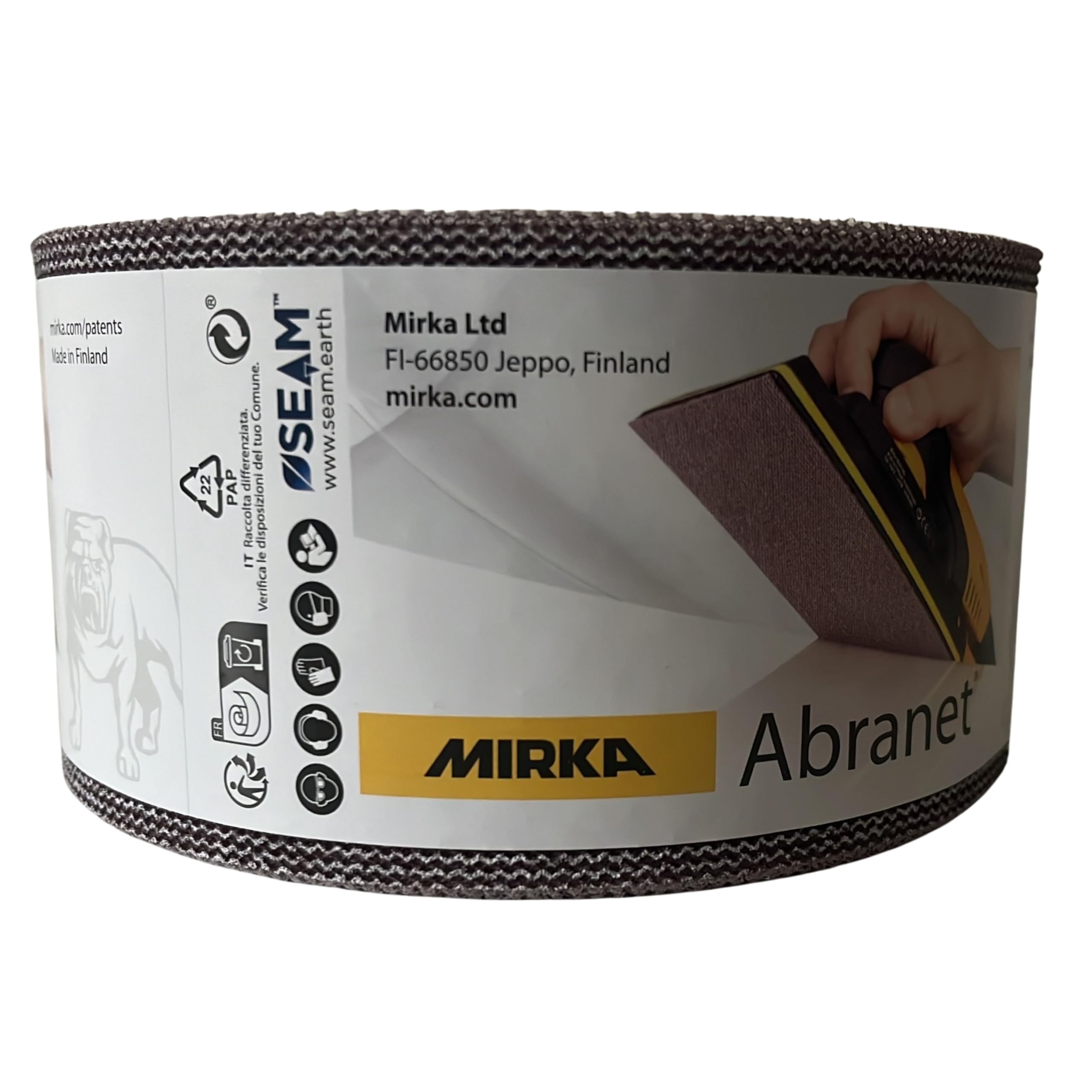 Mirka Abranet rollo de lijado neto 75 mm x 10 m cierre adhesivo/grano P80 / 1 rollo/para lijar madera, masilla, barniz, plástico / 545BI001803R