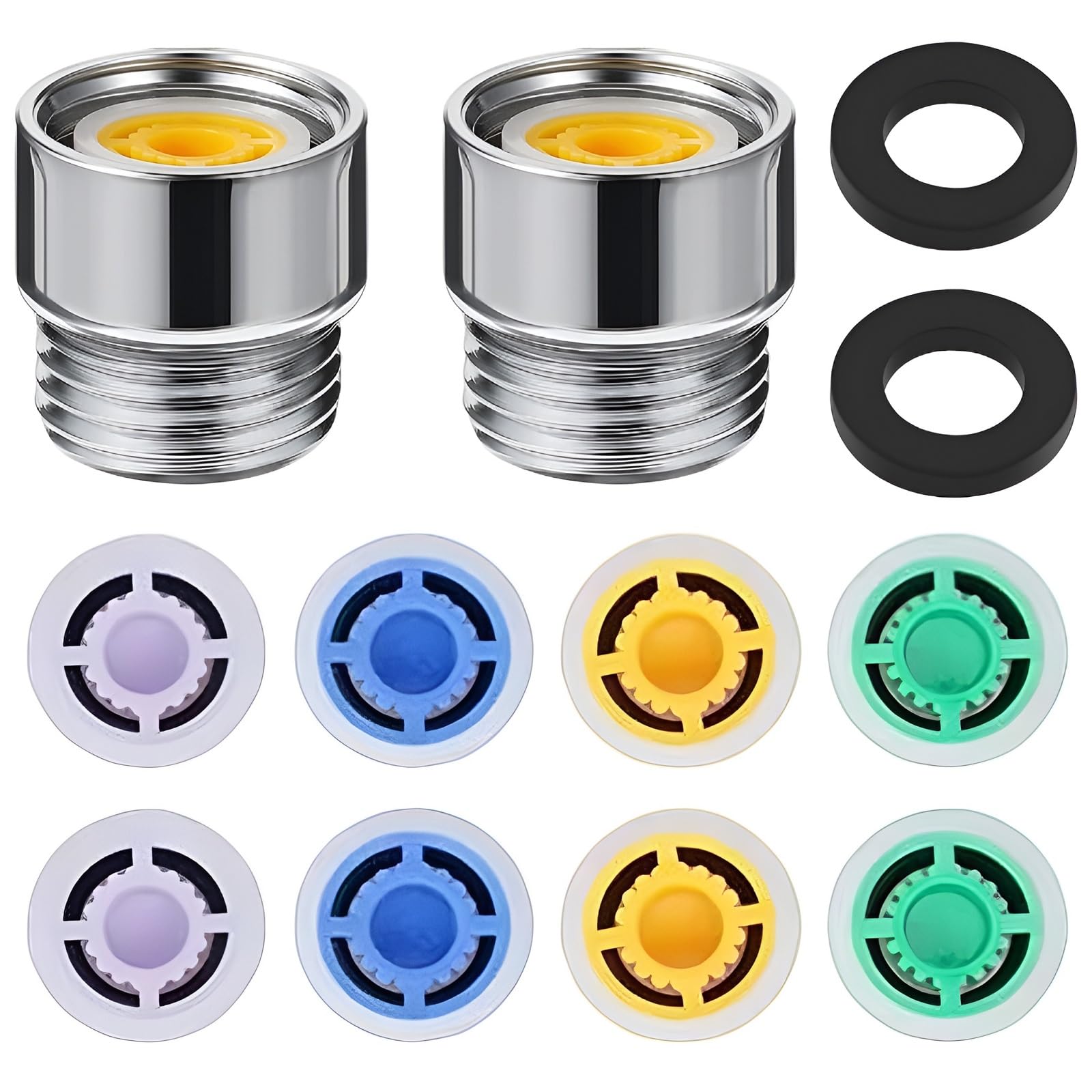 Scdzy Purple, Blue, Yellow, Green 2 Set Shower Flow Restrictor, Shower Flow Reducer Limiter Set Shower Restrictors With G1/2 Water Saving Adapter Water Saver Tap Filter Universal Faucet Aerator Replacement Parts