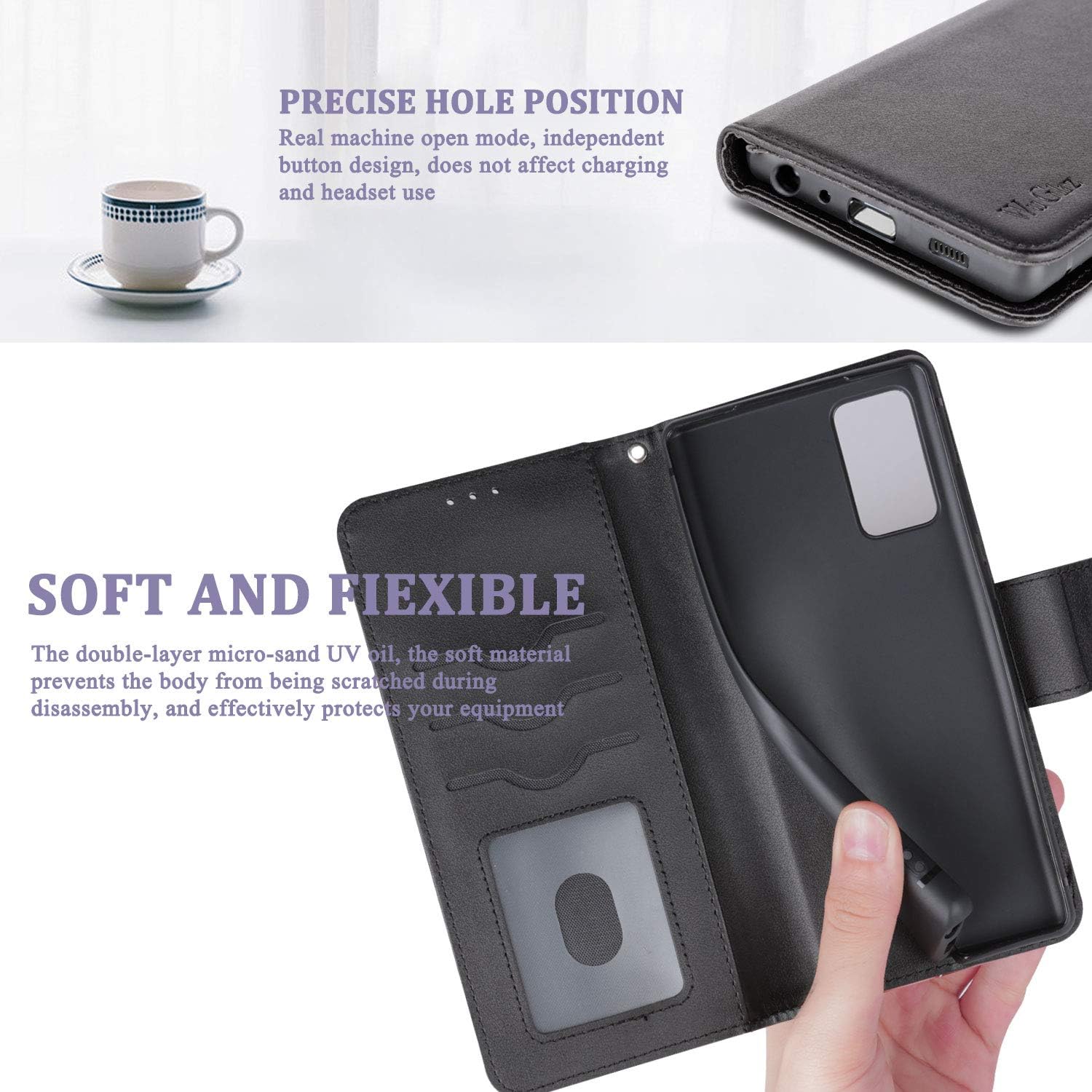 WuGlrz Case for Samsung Galaxy A02s with 2 Packs Tempered Glass Screen Protector, Luxury PU Leather Wallet Case with Card Holder Lanyard Magnetic Flip Protective Cover