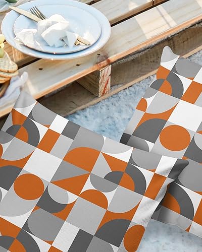 Miniatura 2 de Juego de 2 fundas de almohada impermeables para sofá, fundas de almohada decorativas de círculo geométrico, arte abstracto, de 18 x 18 pulgadas,