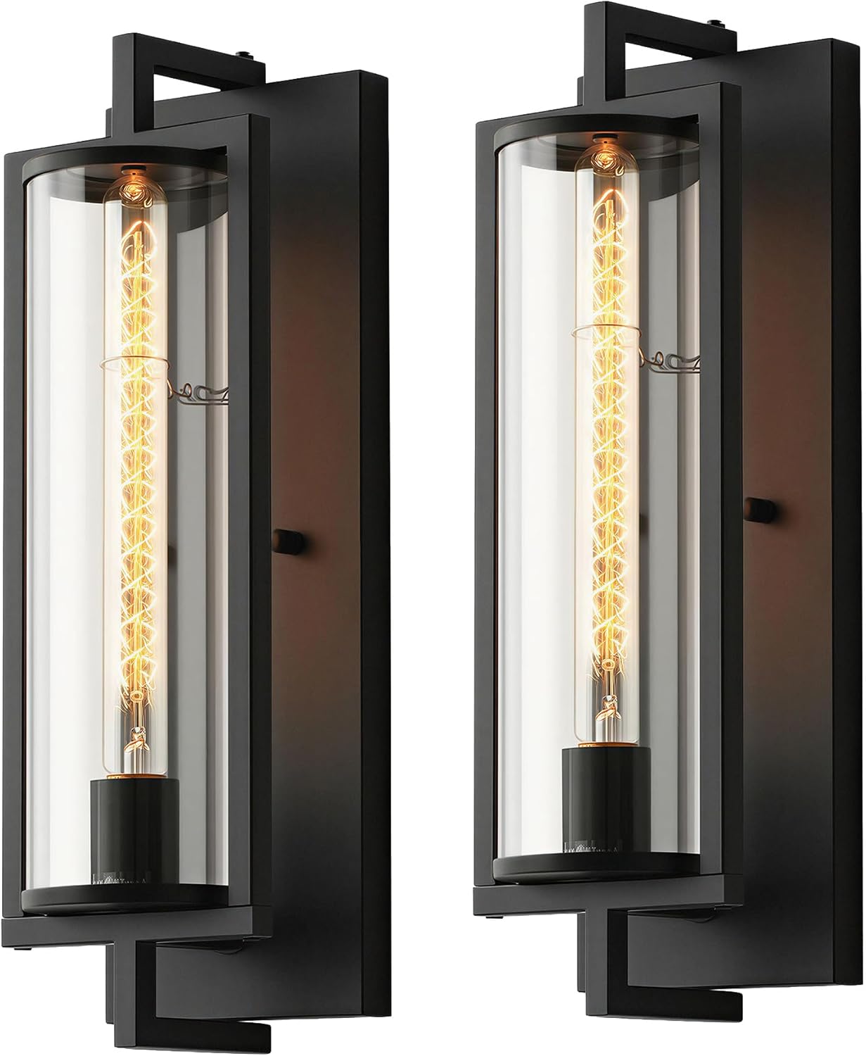 mirrea 14-inch Outdoor Porch Wall Light for House, Waterproof Exterior Sconce for Patio, Wall Mount Lighting Fixture for Front Door, Permanent Outside Lamp for Garage, Matte Black, Set of 2