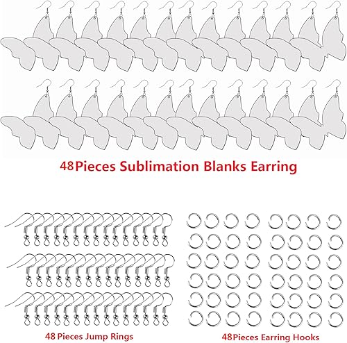 Miniatura 4 de 48 piezas de aretes de sublimación en blanco a granel MDF animales impresión doble cara Halloween Navidad sublimación aretes en blanco con ganchos