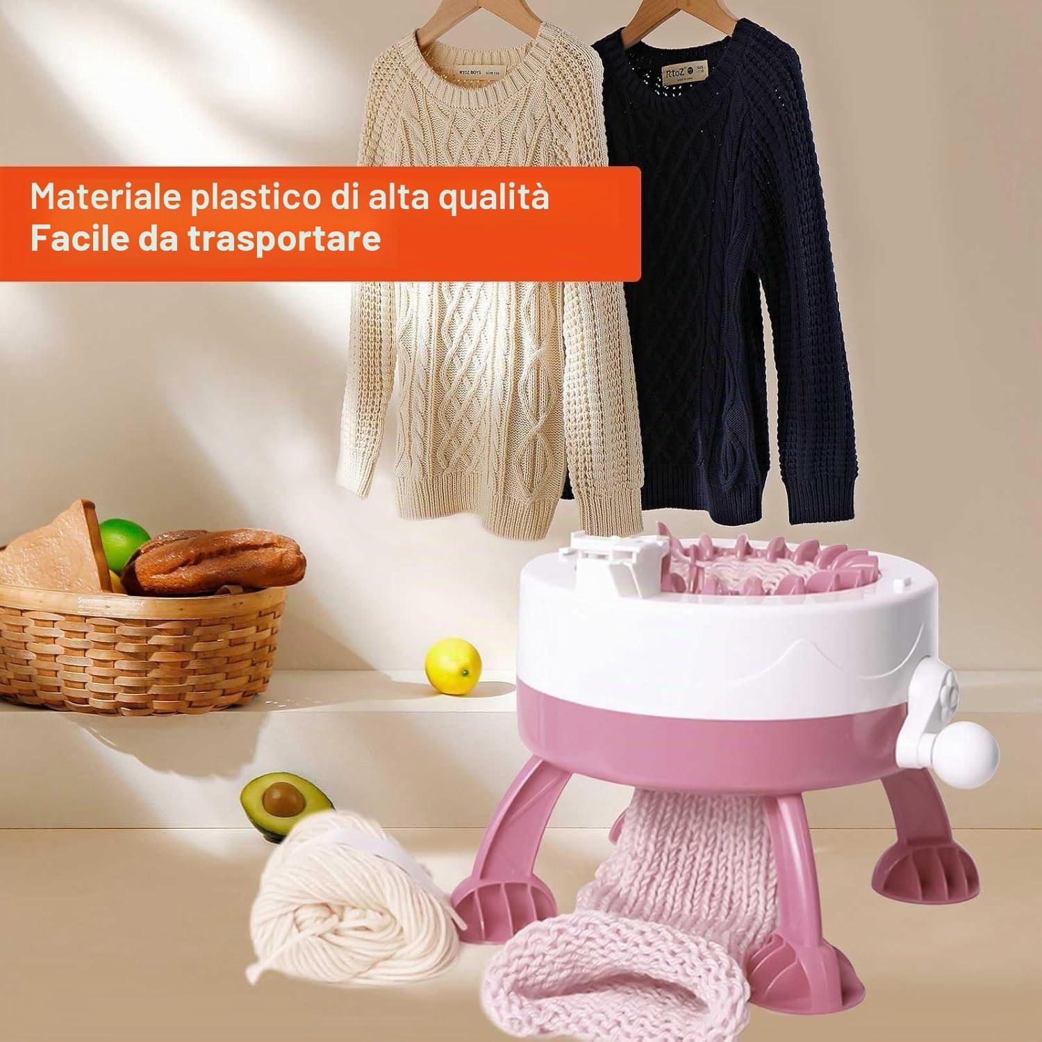 Outbit Macchina per maglieria Web, 22 aghi, macchina per maglieria fai da te, telai, macchina per aghi rotanti per adulti e bambini