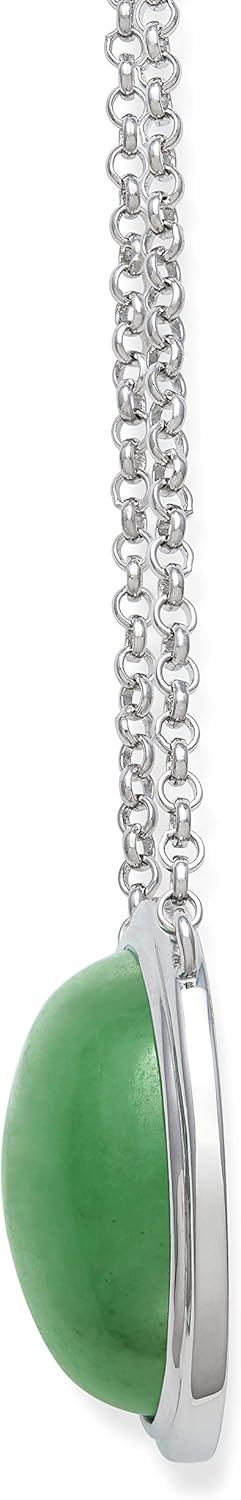 Belacqua Sterling Silver Necklace for Women, (Natural Aquamarine and Natural Jade) - Image 2