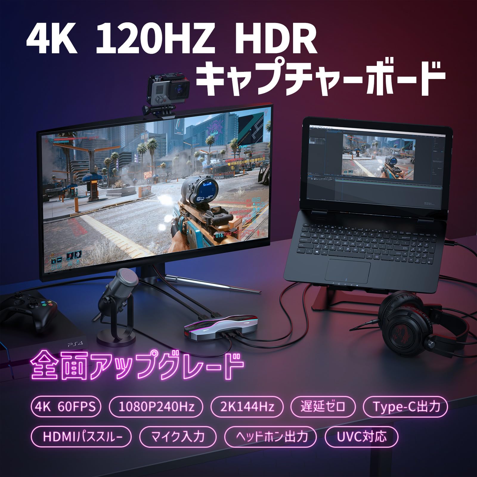 Amazon.co.jp: HDMI キャプチャーボード 4k 120Hz USB3.1 パススルー