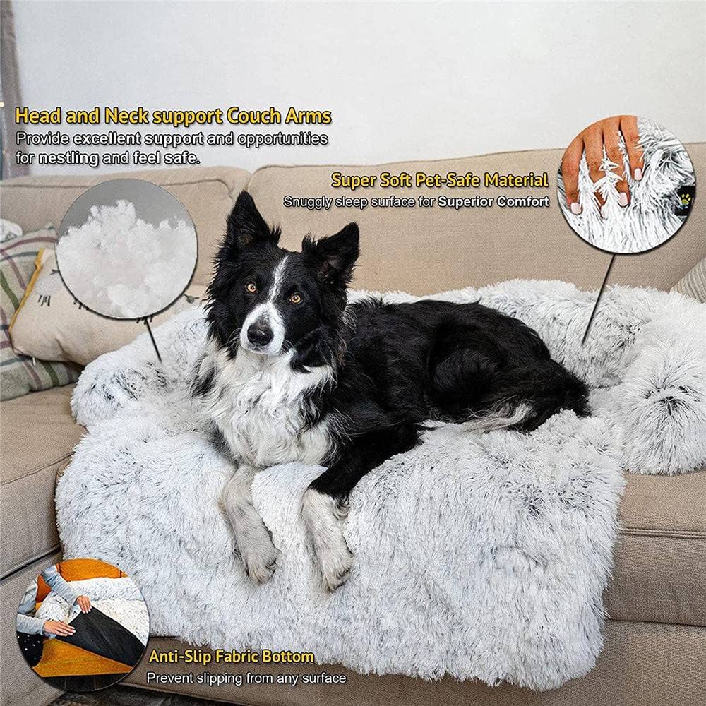 Camas Comfy para Perro, Cestas para Perro Desenfundable, Cojín Suave para Perro Lavable, Alfombra de Peluche para Mascotas, Ideal para Cesta Cama Perro, Niche, Coche (L, Gris)
