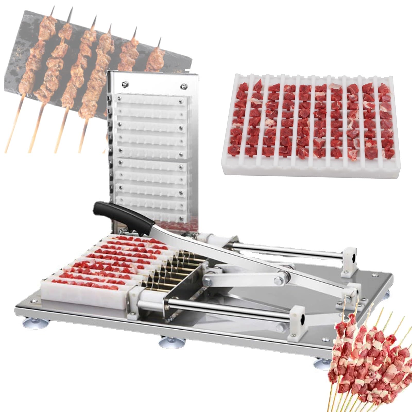 YXZQLOZ Kebab Maker, Manual Stainless Steel Meat Skewer Machine, Portable Barbecue Skewer Tool for Mutton Kebab Preparation