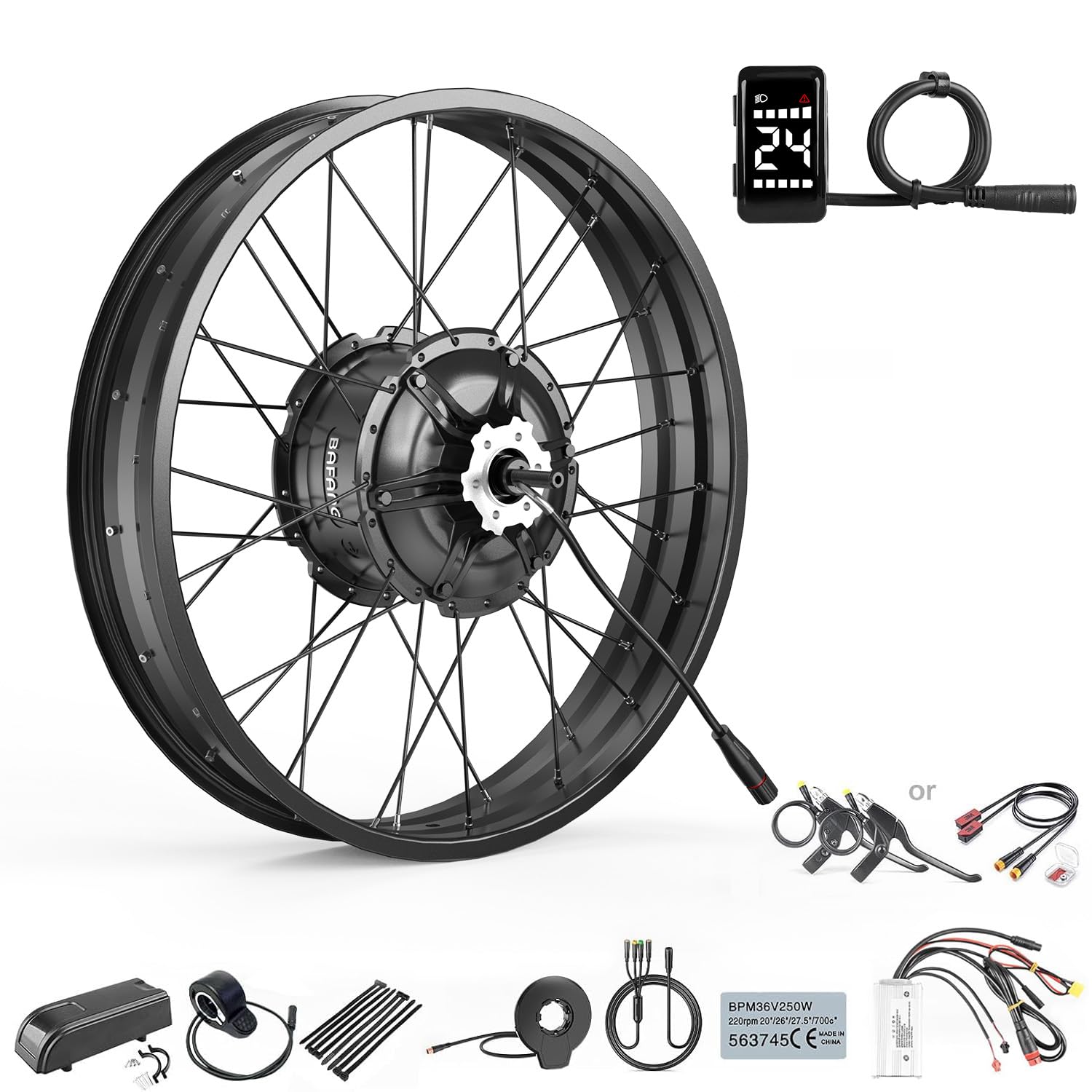 48V 1000W Fat Tire Ebike Conversion Kit 20" Fat Tire Rear Hub Motor