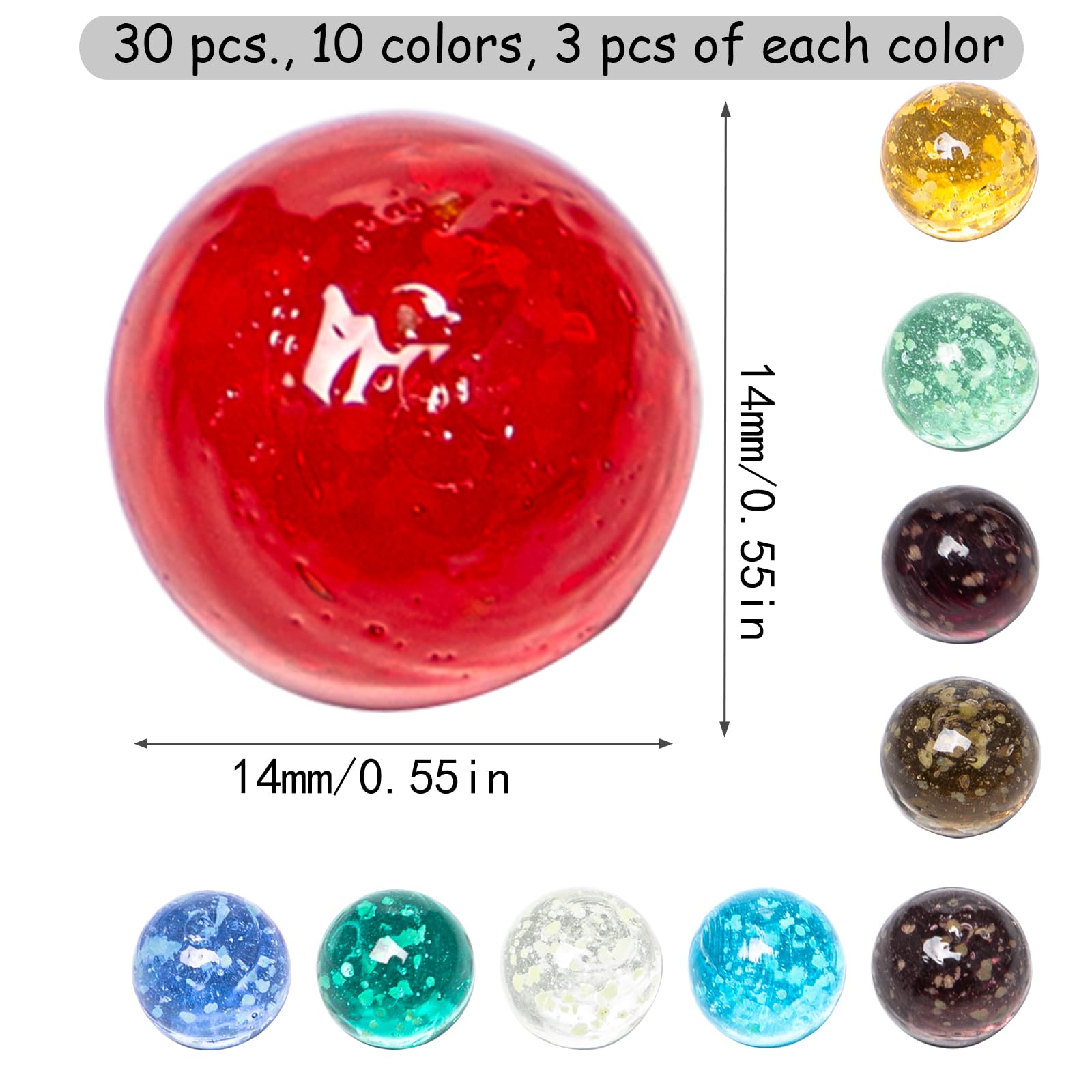 40 Billes Lumineuses Qui Brillent Dans Le Noir - 16 Mm, Verre Coloré, Idéal Enfants & Décoration