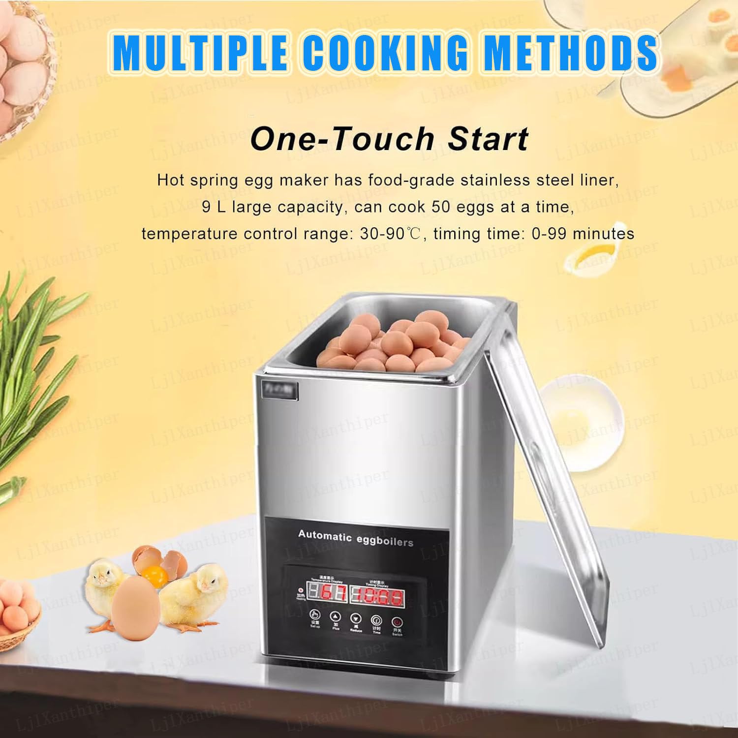 Máquina para Hacer Huevos Cocidos,Cocedor De Huevos para Restaurantes,Gran Capacidad Cocedores De Huevos,Acero Inoxidable,para 50 Huevos Pasados por Agua,Mollets Y Duros