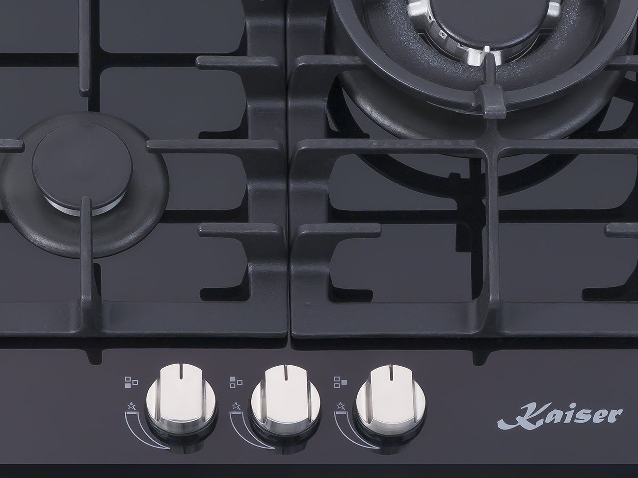 Exclusivo hobs 45 cm Autark/Gas Quemador/Luxus Fabricante Kaiser/Gas En schw arzem Cristal/vidrio y cerámica Gas hobs empotrable/3 de alta calidad Grabadora/3,8 kw quemador de Wok/de gas kochstelle/eléctrico/Hornillo de gas/cristal negro/Marco Cocina Inox