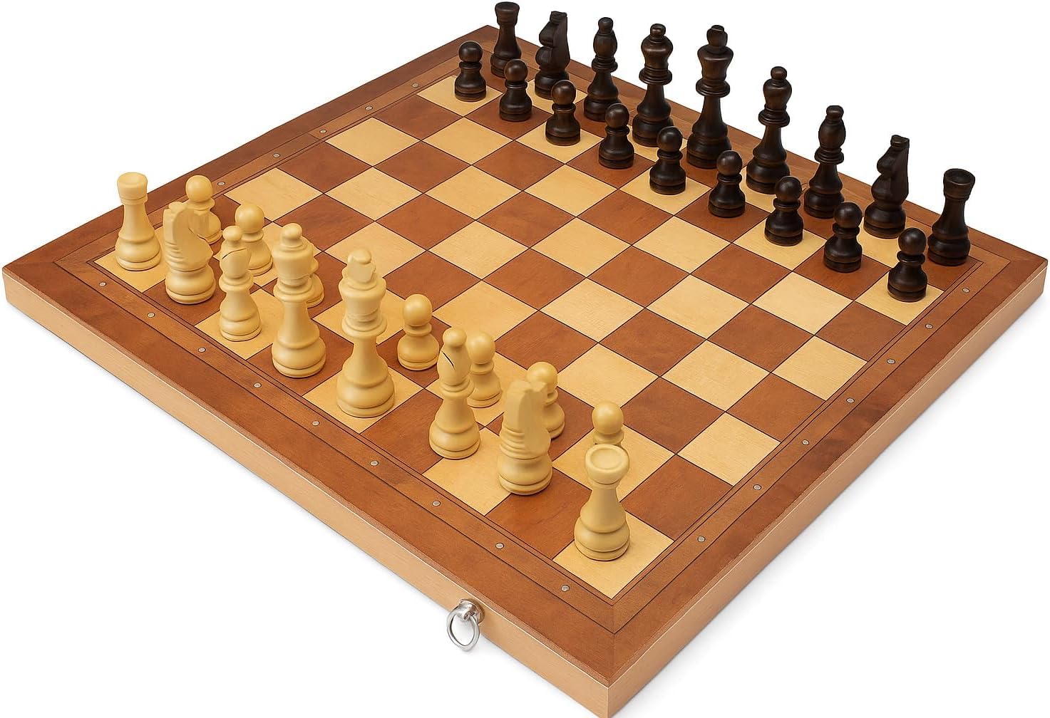 FITTO Magnetic Wooden Chess Set - Folding Board for Easy Storage and Transport