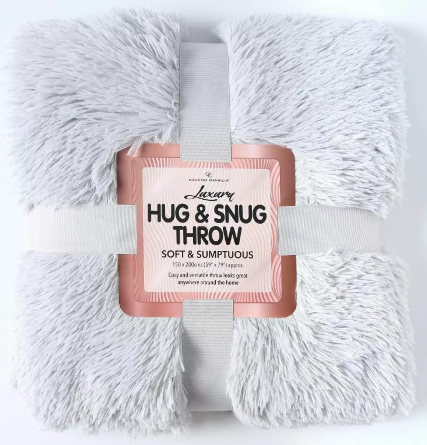 Hug & Snug Luxury Mink Throw – Soft Fluffy Fleece Blanket for Sofa & Bed, Warm Cozy Fur Throw, Double Size (Silver)