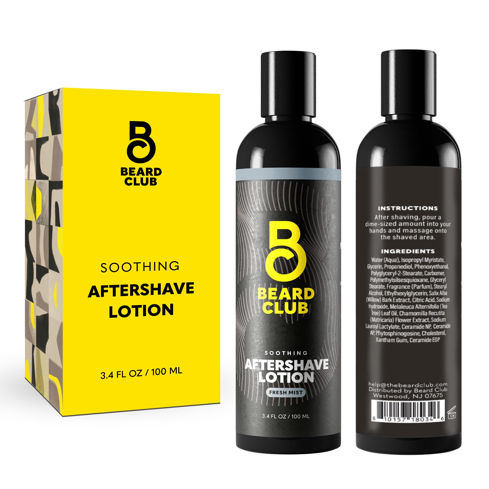 The Beard Club Aftershave for Men – Soothing After Shave Lotion for Men with Chamomile, Tea Tree Oil & Willow Bark – Post Shave Balm Calms Irritation,