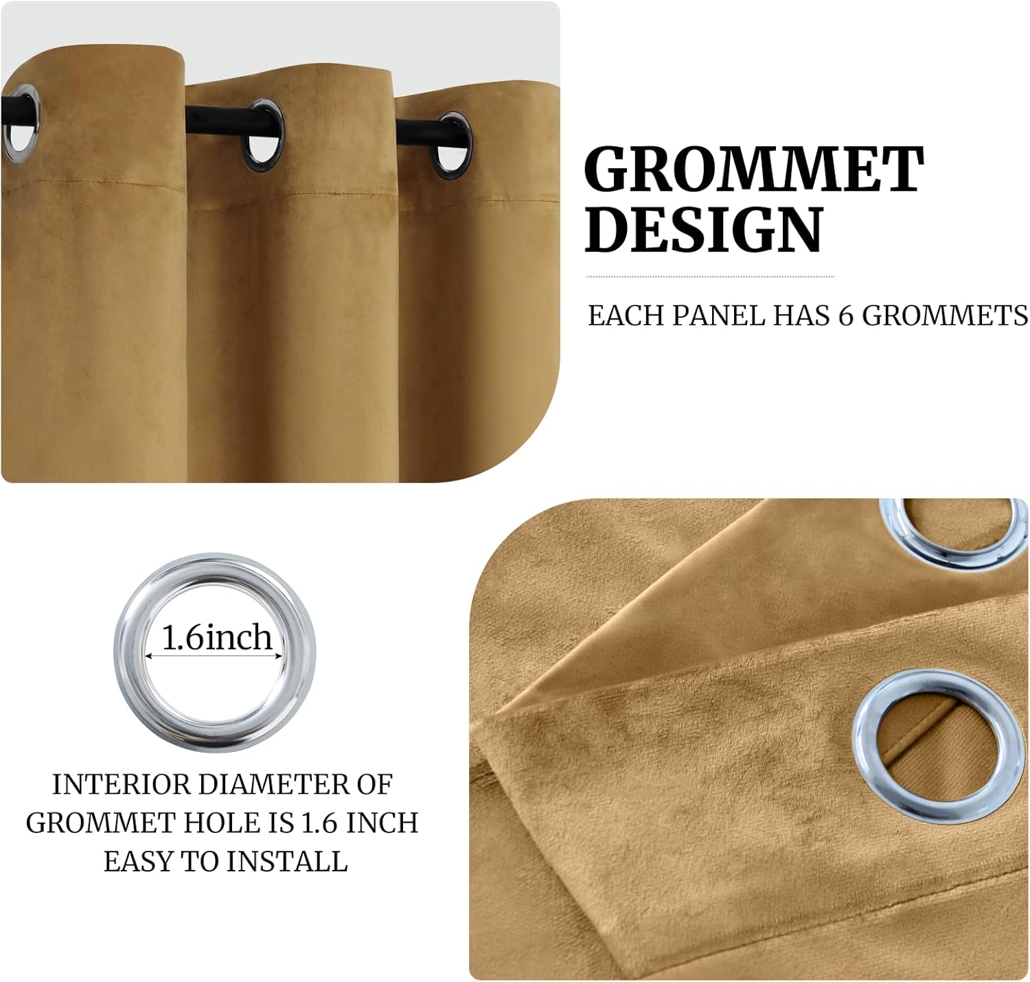 Yakamok Velvet Gold Brown Curtains 96 Inches Long for Living Room Light Blocking Thermal Curtain Soft Luxury Window Drapes Darkening Decor Grommet Curtains for Bedroom (W40xL96,Set of 2 Panels)