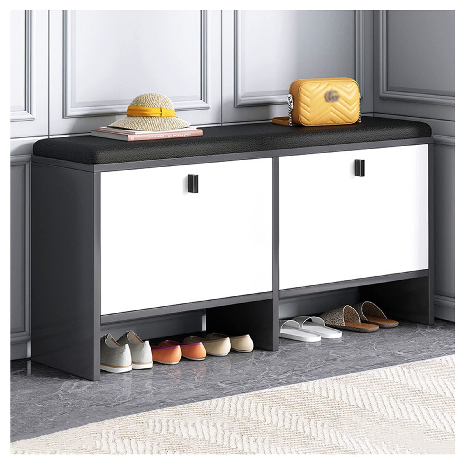 Tabouret de rangement pour chaussures résolvant le manque d'espace d'entrée