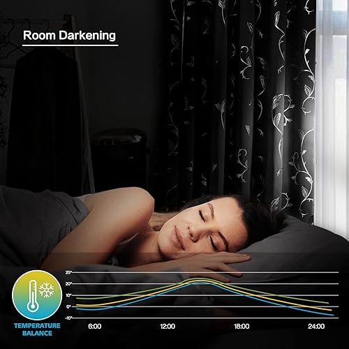 Miniatura 6 de BUHUA Cortinas opacas de 84 pulgadas de largo, con patrón de estampado de vid para oscurecer la habitación, cortinas y cortinas para sala de estar,