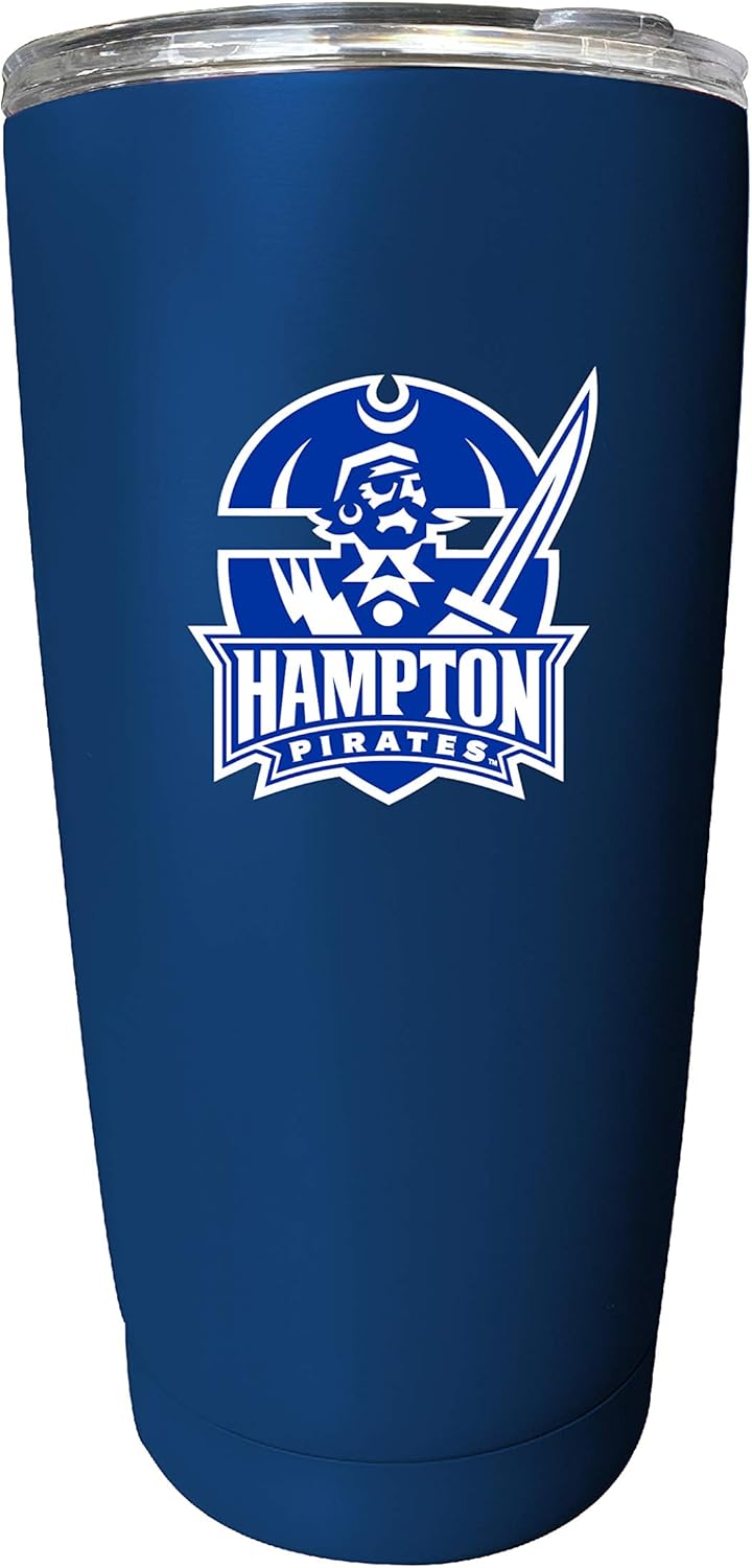 Hampton University 16 oz Insulated Stainless Steel Tumbler Straight - Navy. Officially Licensed Collegiate Product