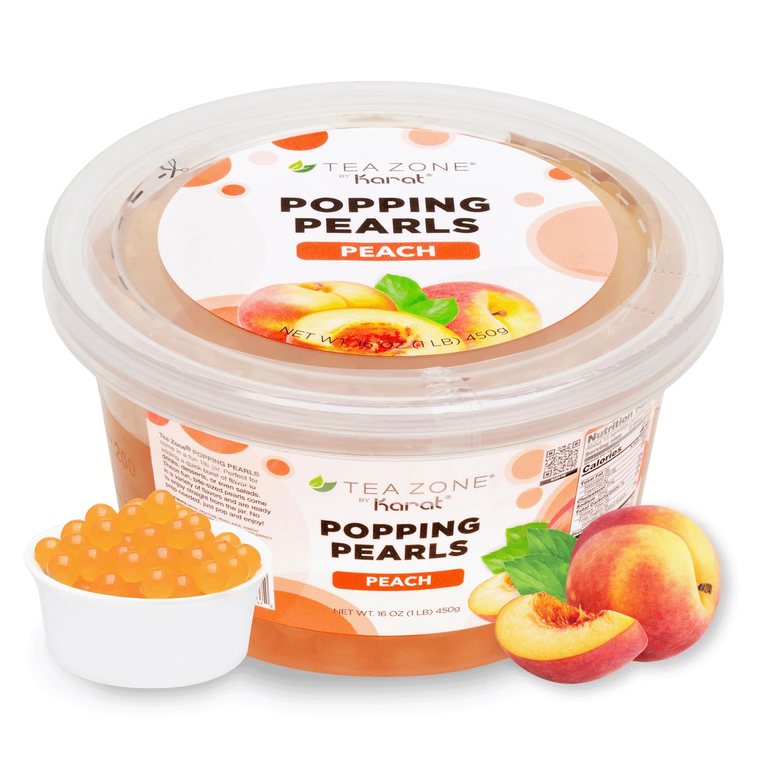 Tea Zone [1 Pound] Peach Popping Pearls, Bursting Pearls for Teas, Shakes, Smoothies, Dessert Toppings