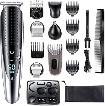 Hatteker Mens Beard Trimmer Grooming kit Hair Trimmer Mustache Trimmer Body Groomer for Nose Ear Facial Hair Cordless Waterproof 5 in 1