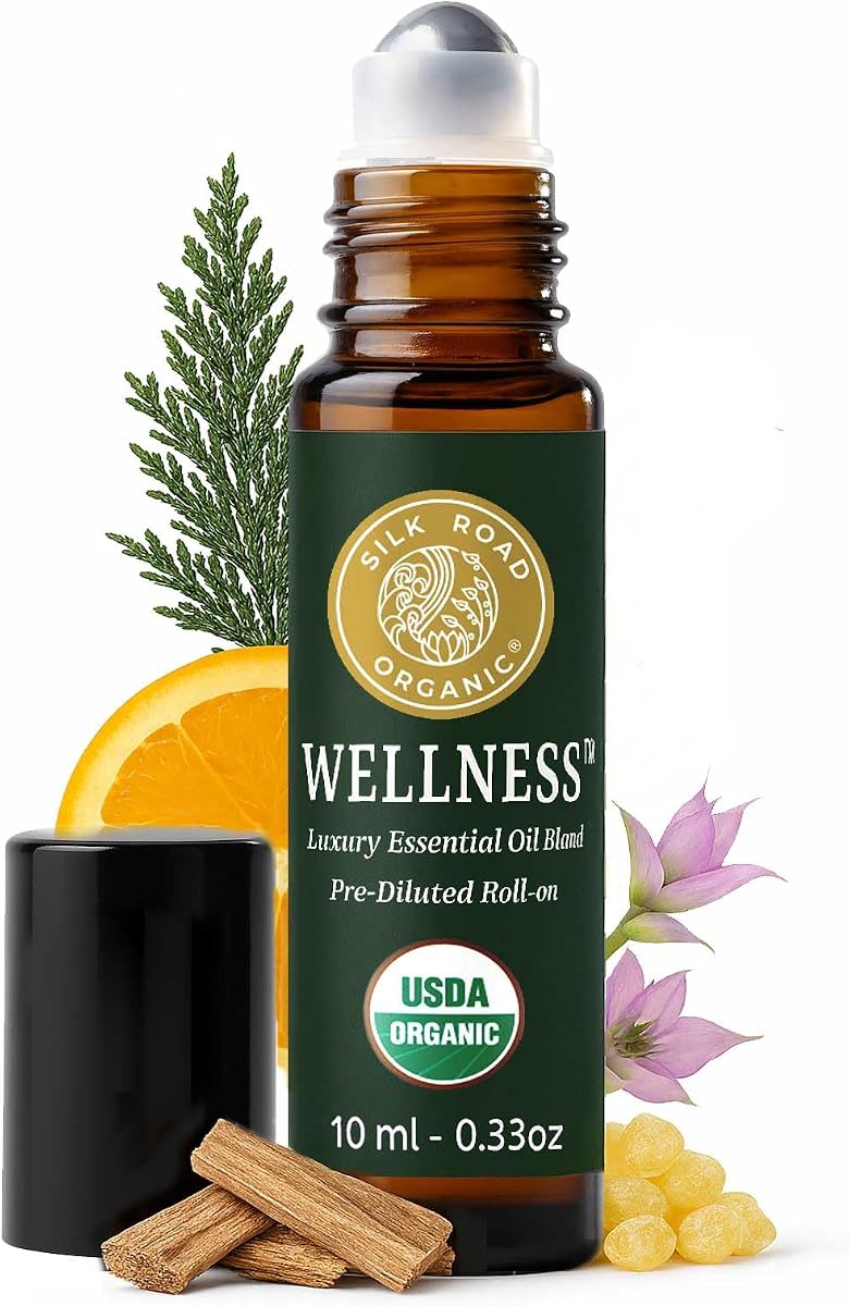 Silk Road Organic Wellness Essential Oil Blend Roll-On, USDA Certified | Supports Overall Health & Vitality. Soothes Achy Joints, Enhances the Body’s Natural Defenses & Boosts Balance in the Body.