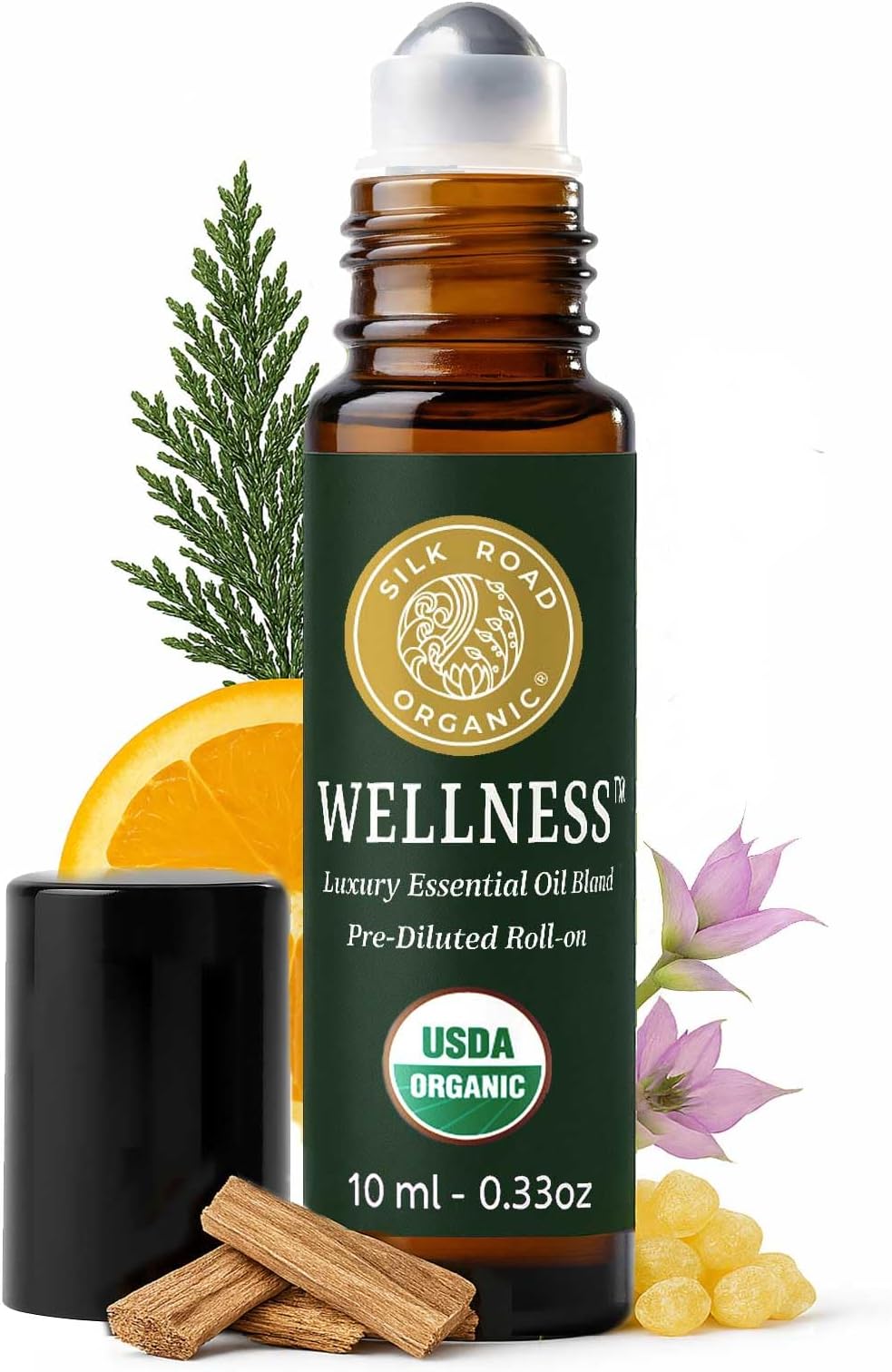 Silk Road Organic Wellness Essential Oil Vitality Blend Roll On for Overall Health, Immunity, Balance, Achy Joints & Muscles – USDA Certified Aromatherpy, 10ml Roller