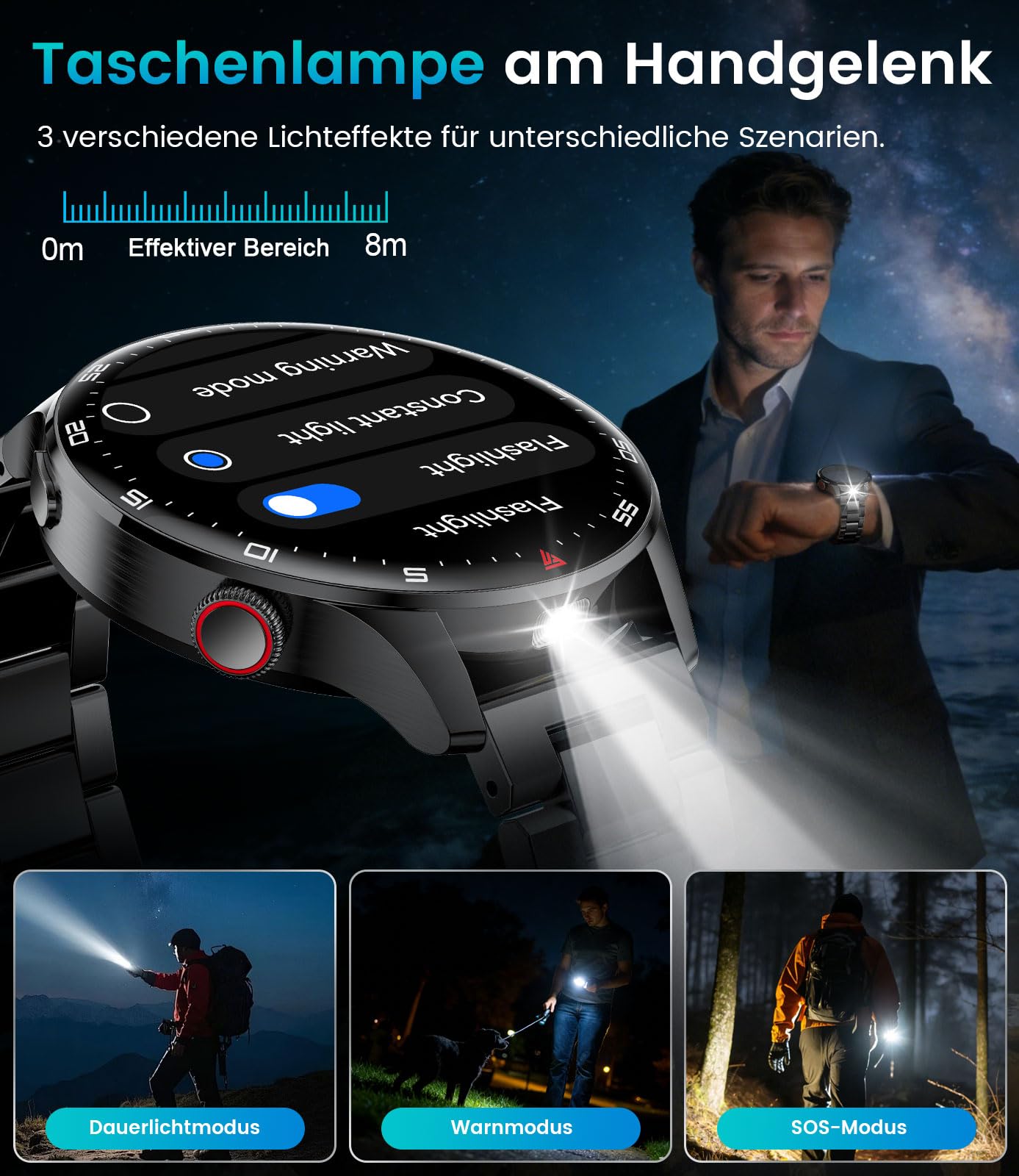 Smartwatch Herren mit Bluetooth Anrufen, 800mAh Akku 1.7" HD Bildschirm, 24/7 Herzfrequenzmessung Schlafanalyse SpO2 Messung, 110 Sportmodi IP68 Wasserdicht Kompatibel mit iOS Android Schwarz